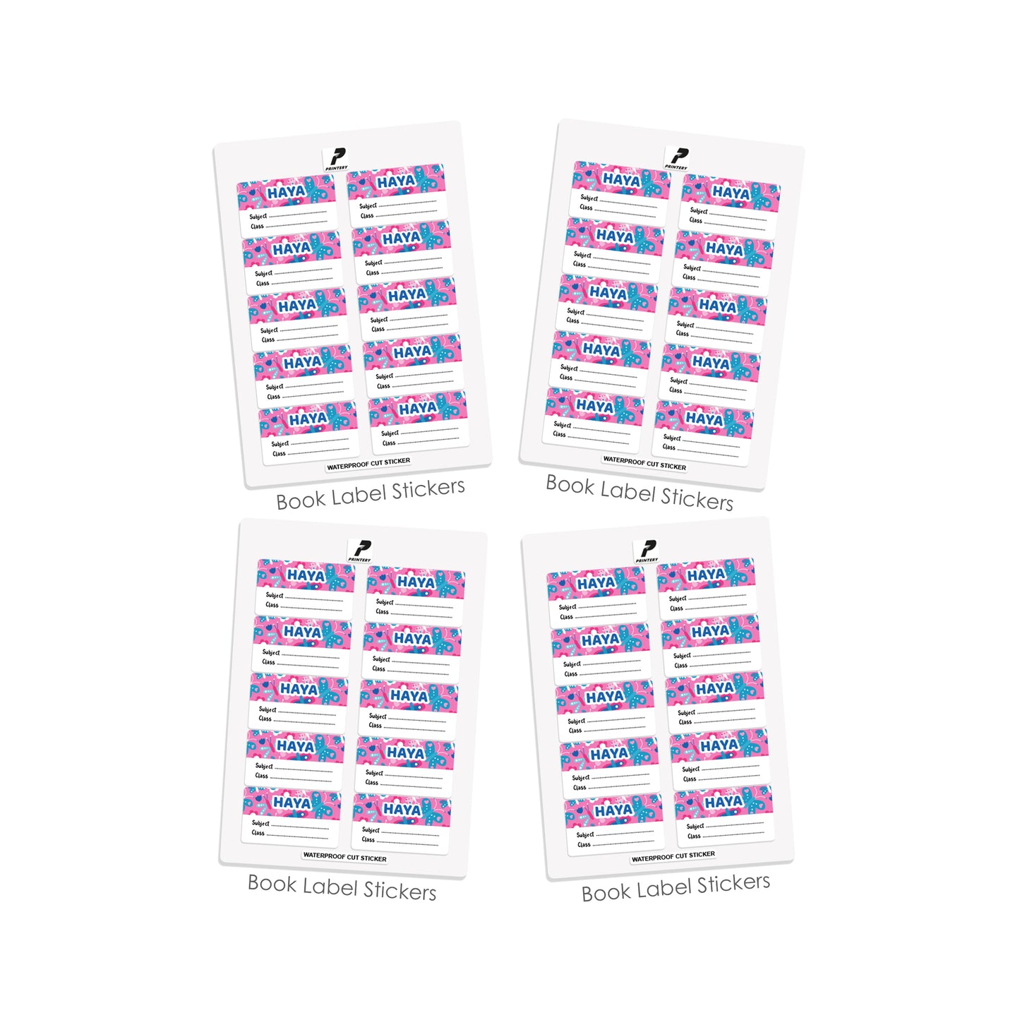 School Label Stickers Pack D120 - Butterfly