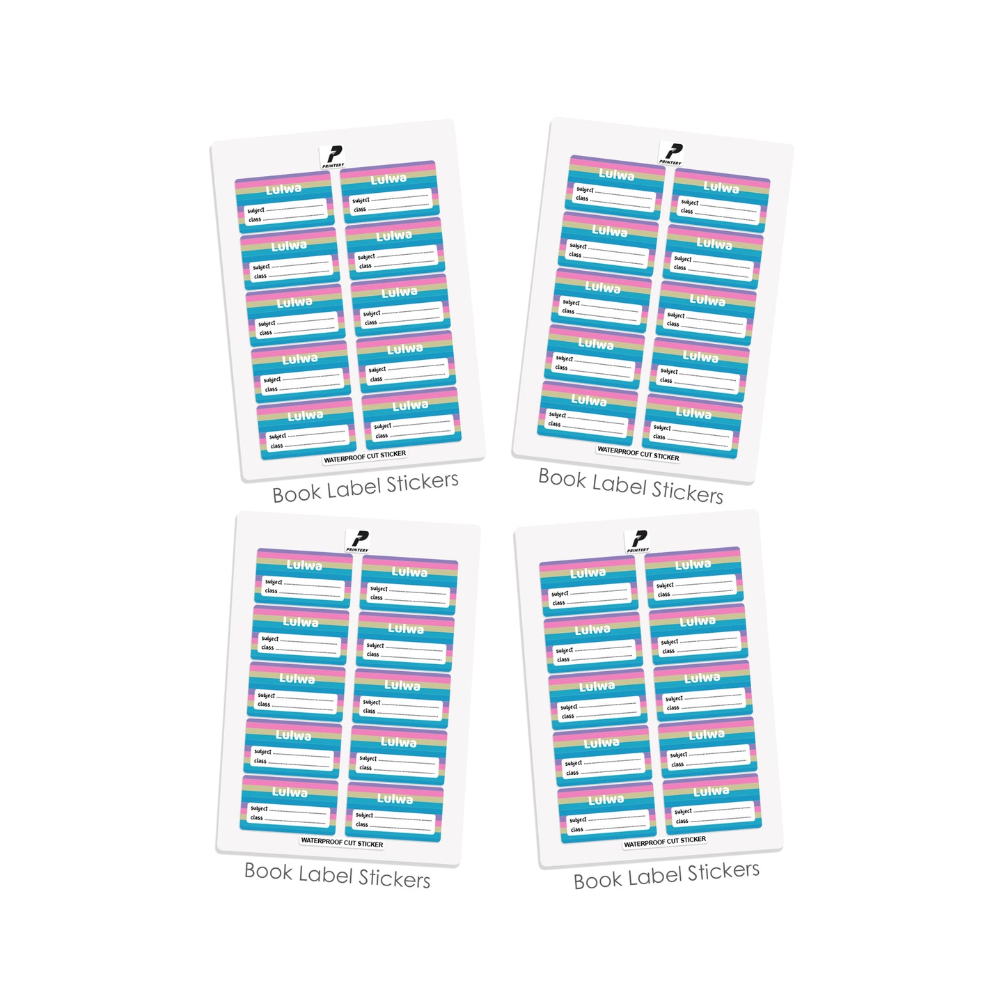 School Label Stickers Pack D156 - Color Stripes