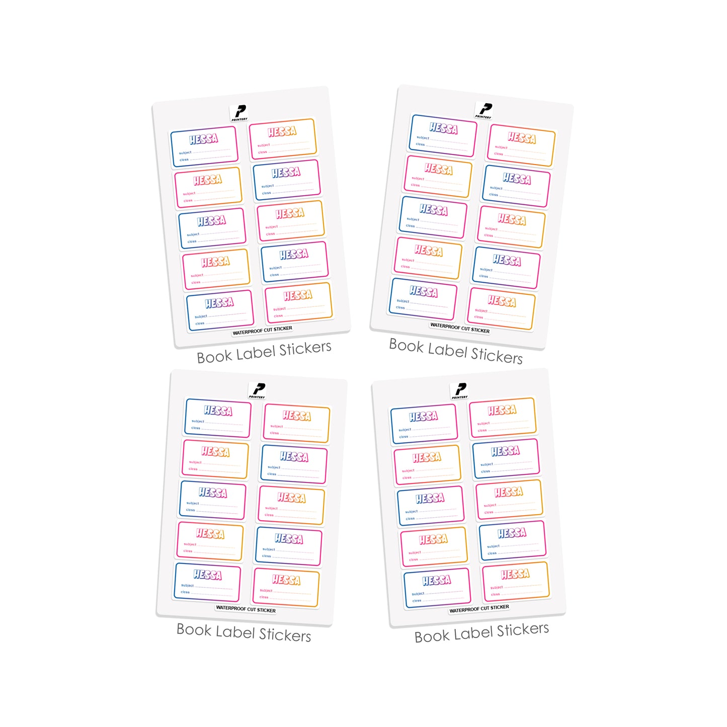 School Label Stickers Pack D167 - Gradient Girls