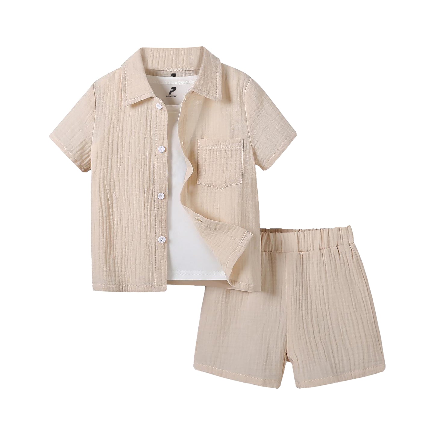 Summer Collar Shirt Set Sun