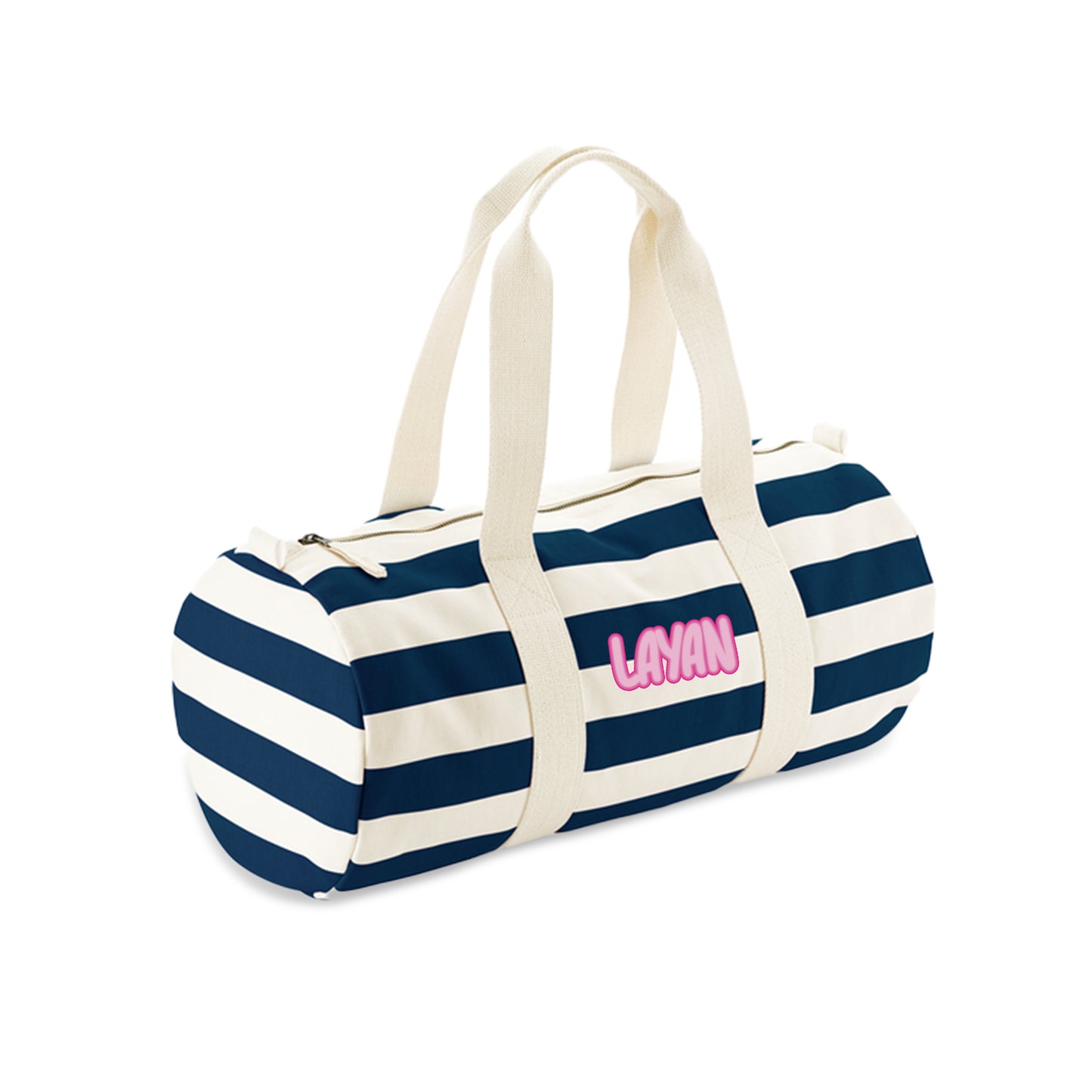 Blue Stripes Organic Barrel Bag D13