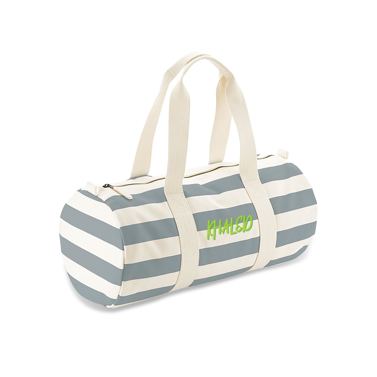 Gray Stripes Organic Barrel Bag D14