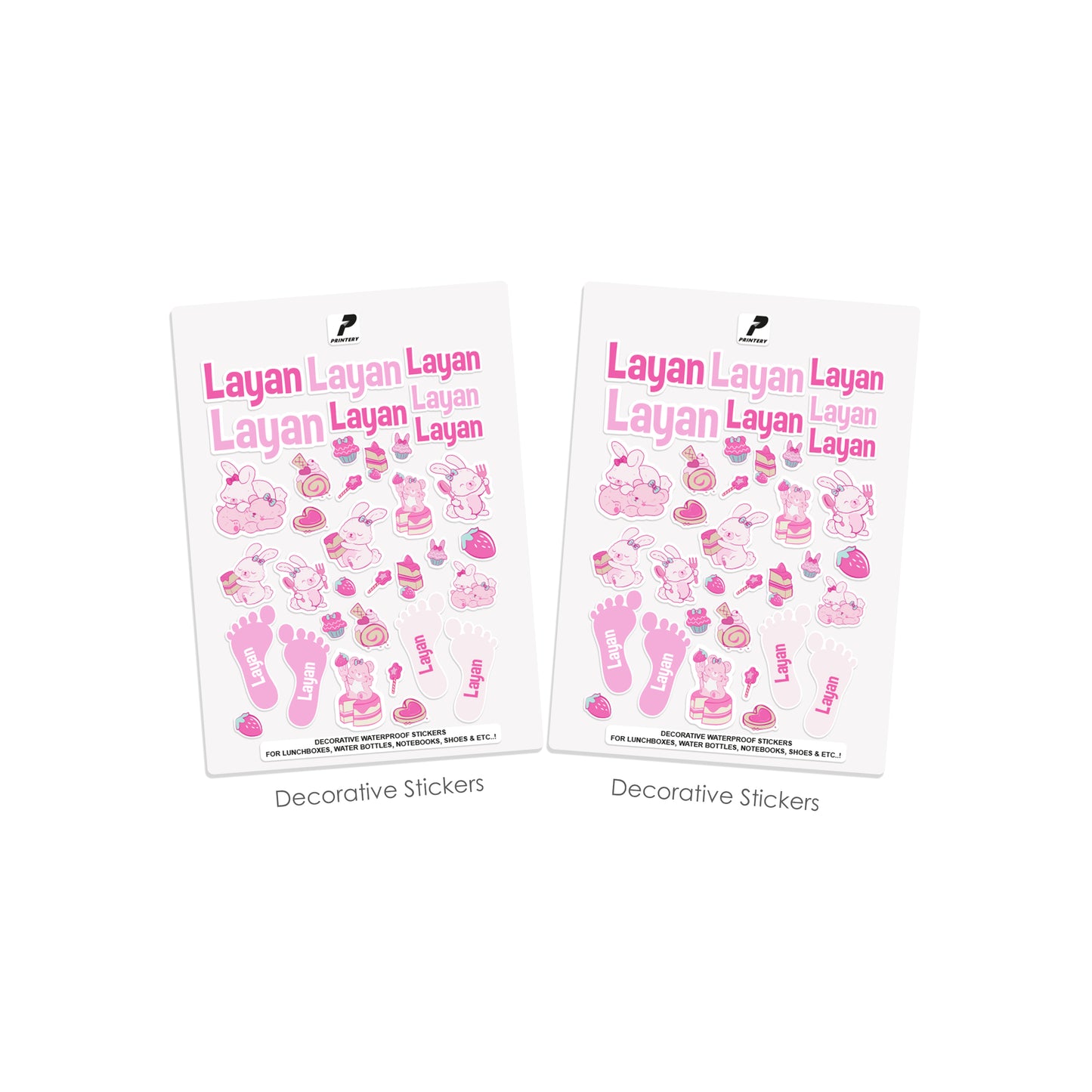 School Label Stickers Pack D151 - Rabbit & Bear