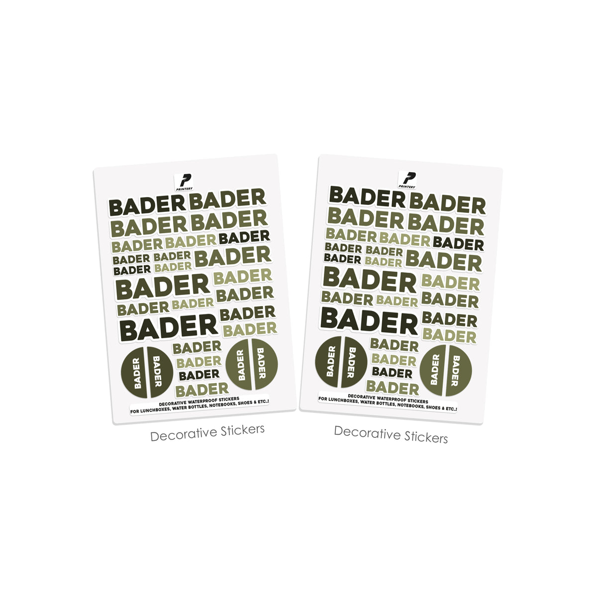 School Label Stickers Pack D188 - Olive