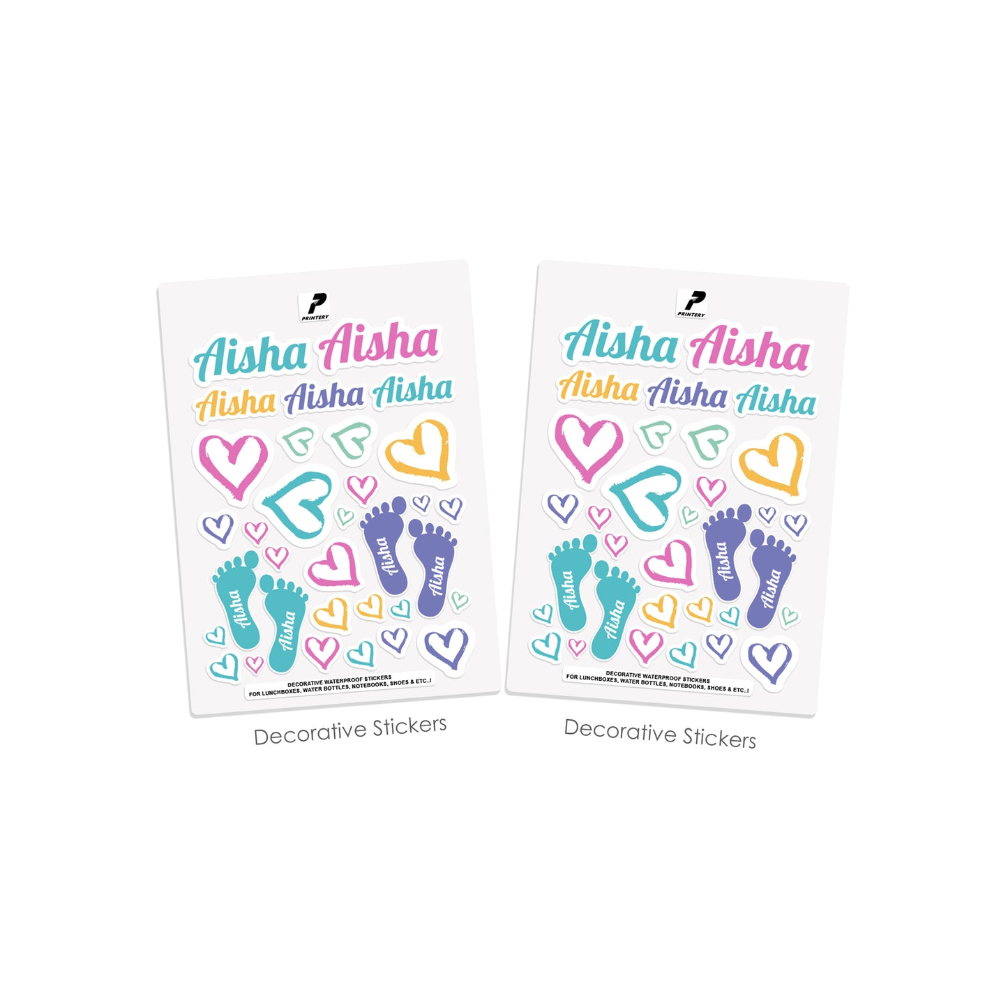 School Label Stickers Pack D163 - Heart Pattern