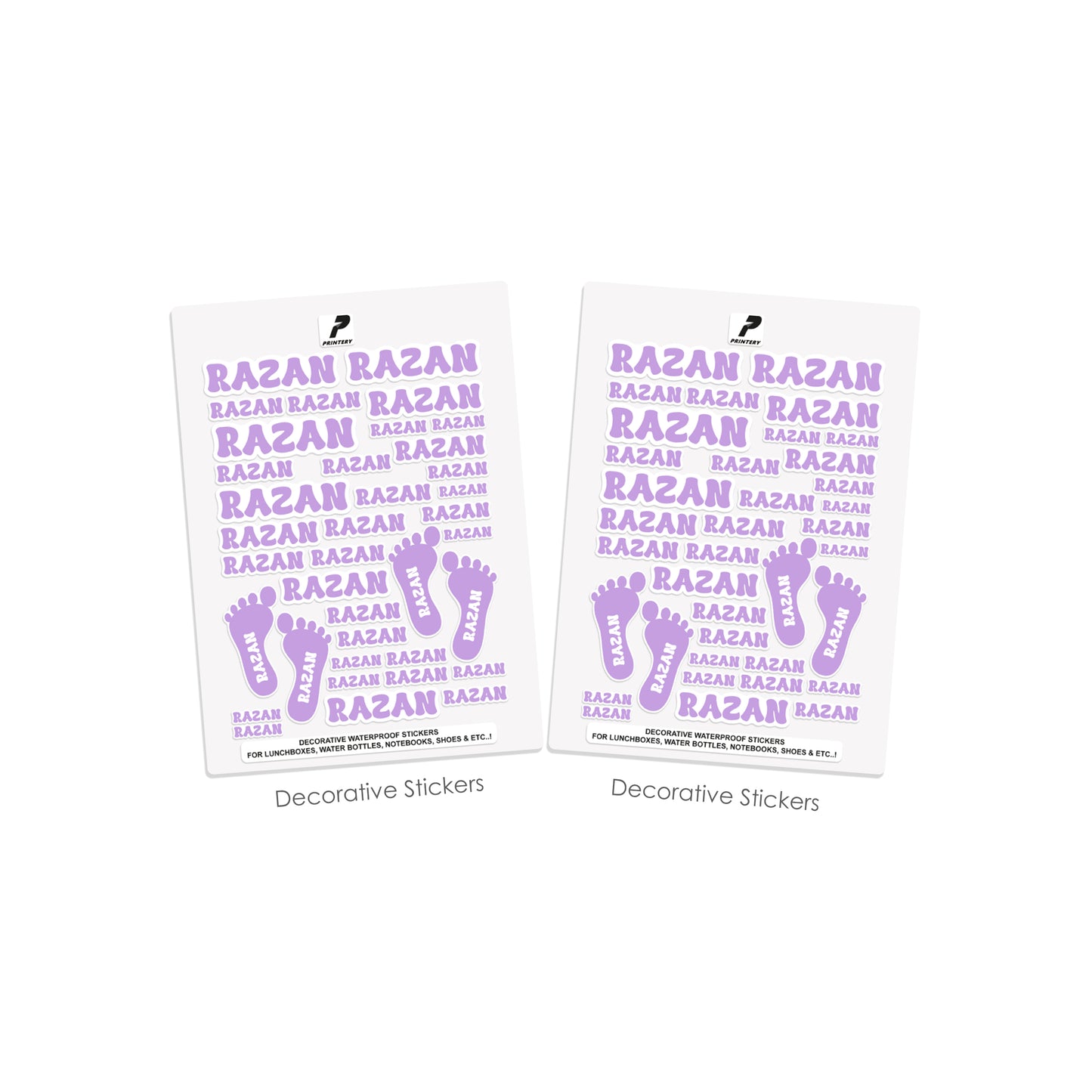 School Label Stickers Pack D147 - Purple Retro Check Pattern
