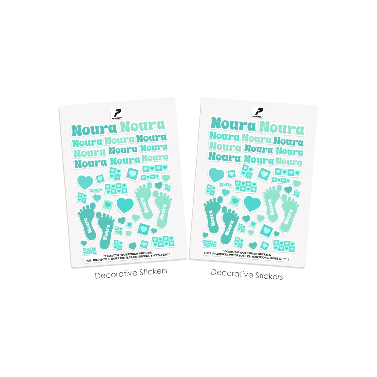 School Label Stickers Pack D154 - Mint Color Heart