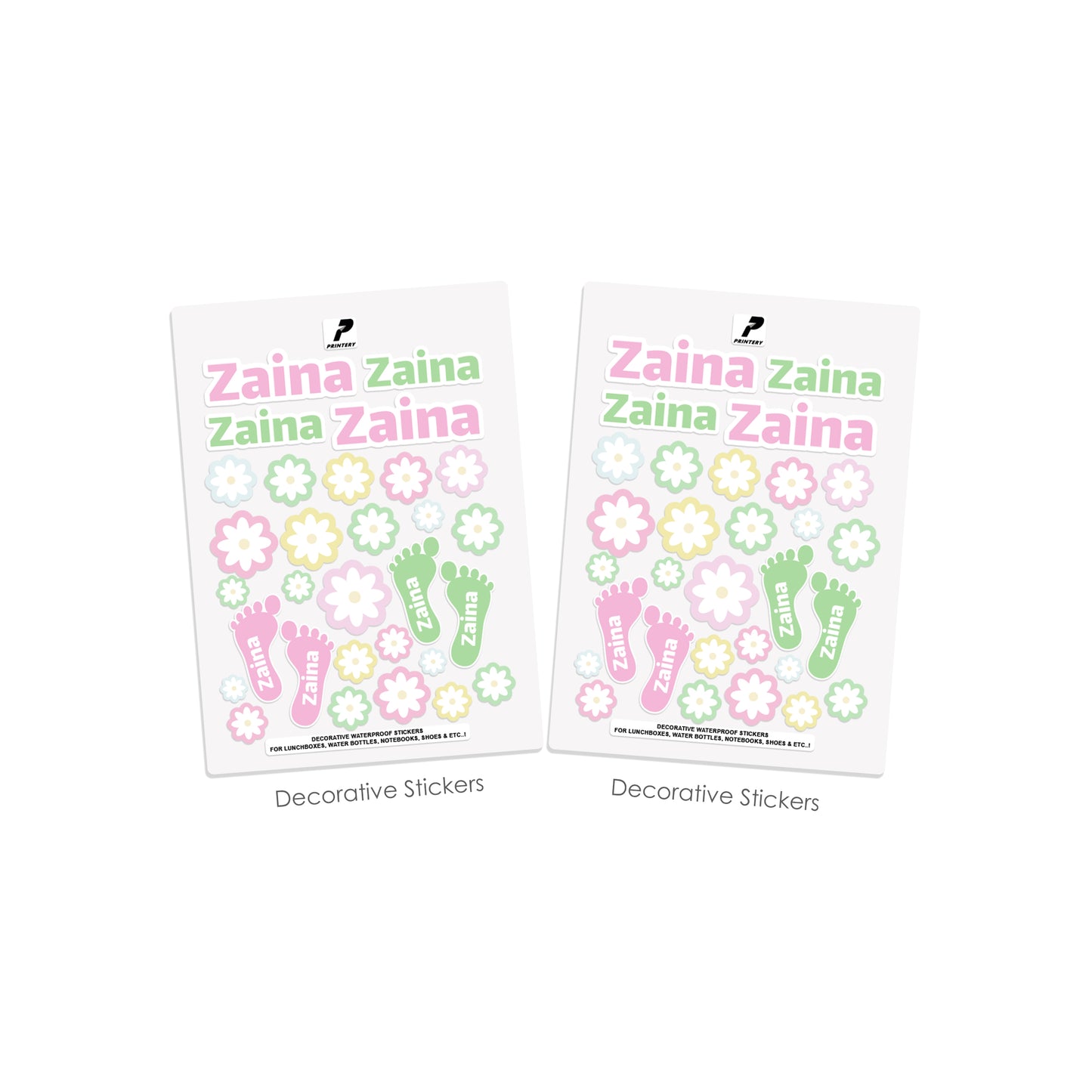 School Label Stickers Pack D162 - Flower Pattern