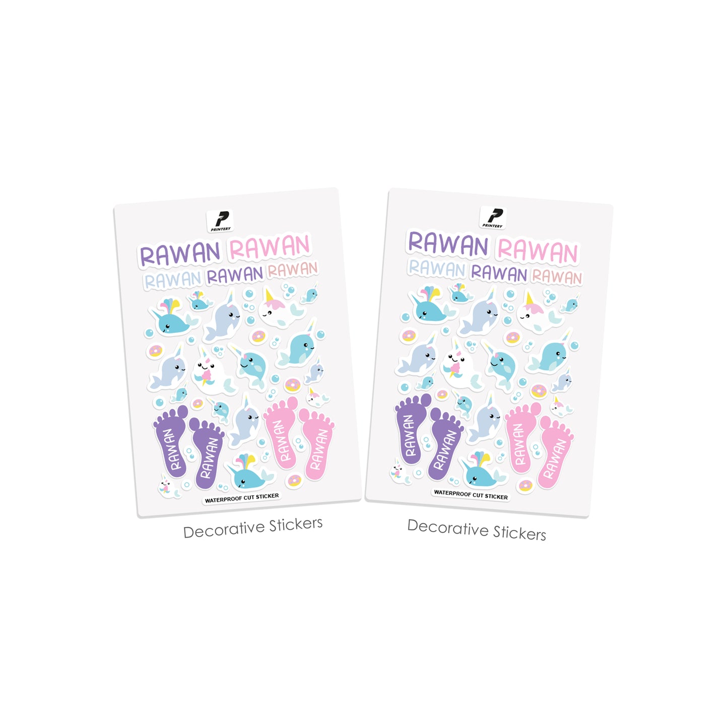 School Label Stickers Pack D161 - Purple Fish