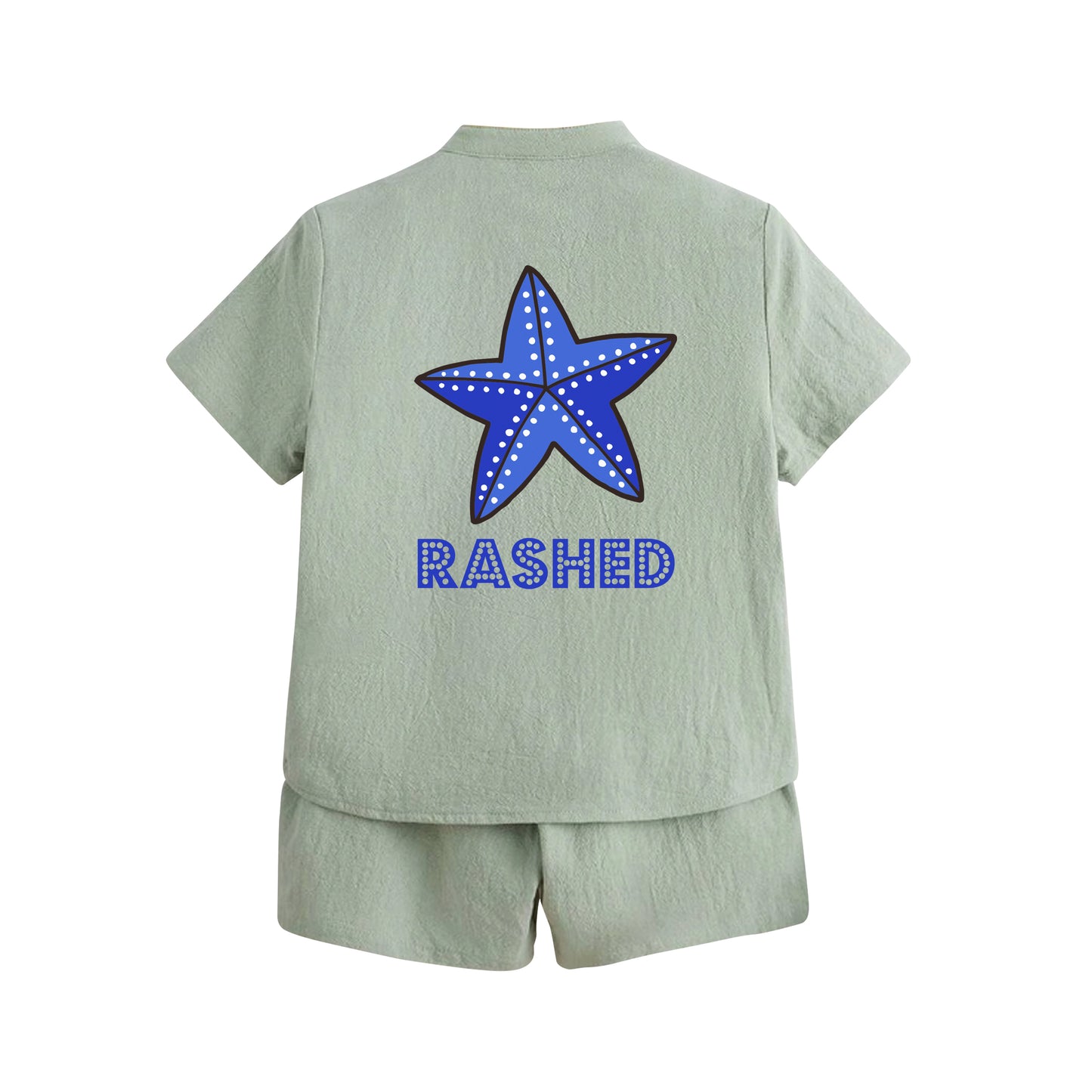 Light Green Summer Shirt Set Star Fish