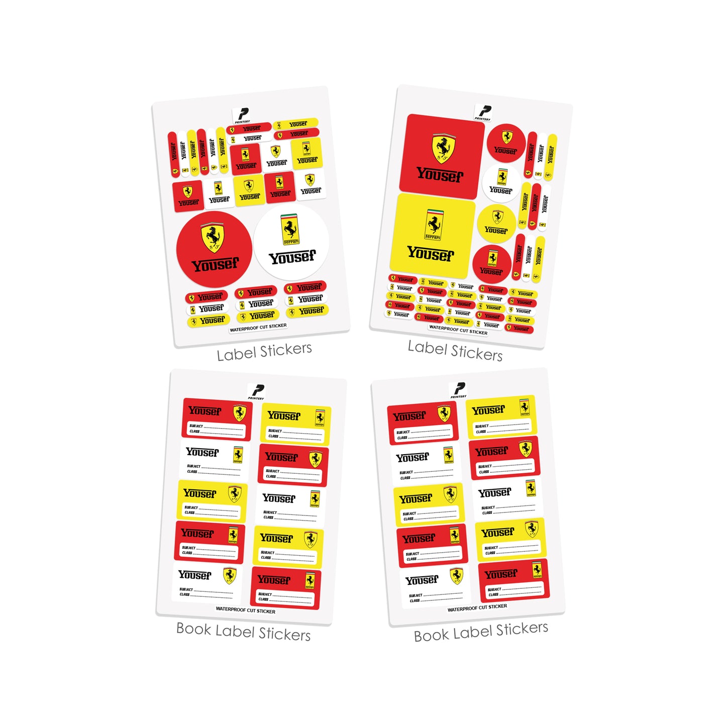 School Label Stickers Pack D169 - Ferrari