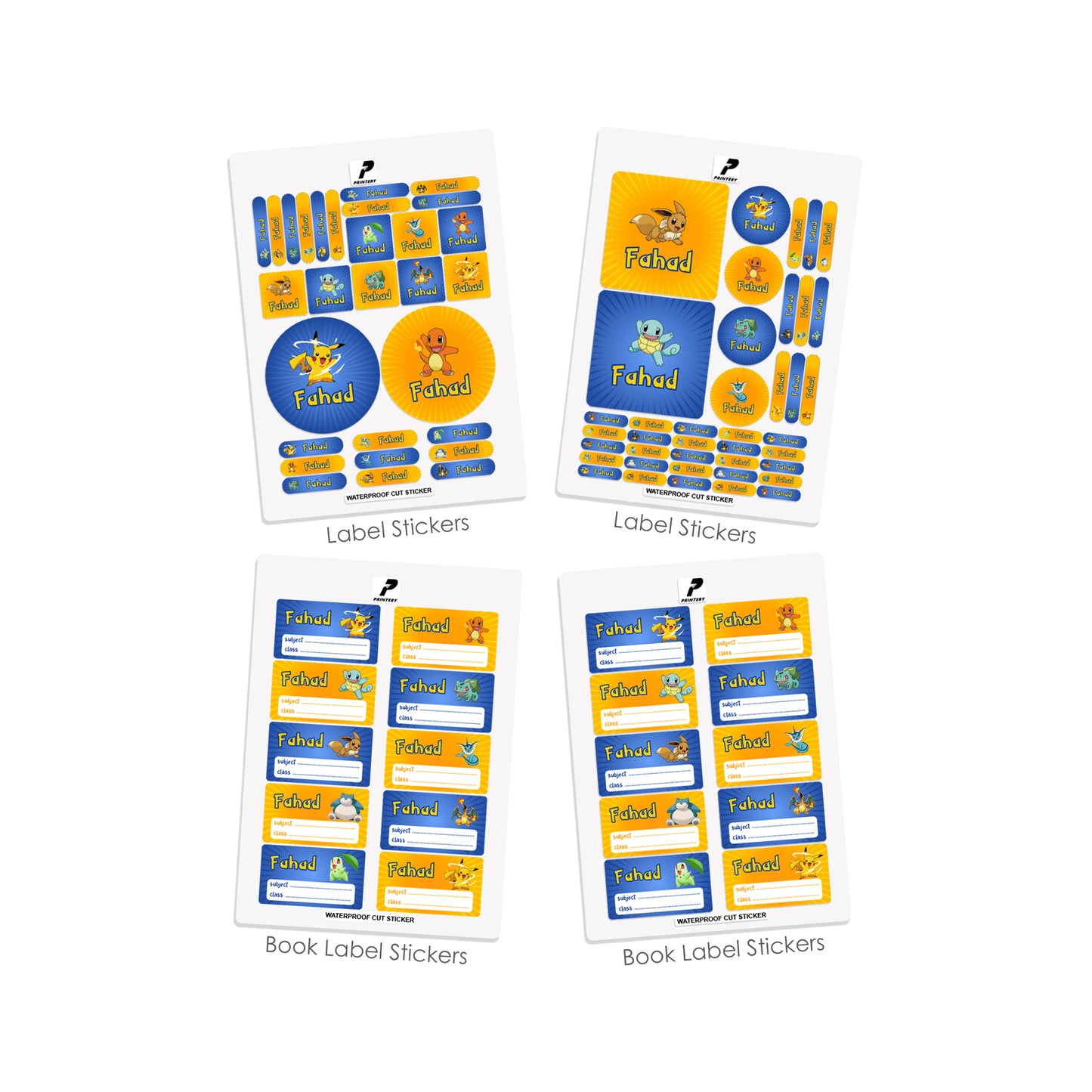 School Label Stickers Pack D150 - Pokemon