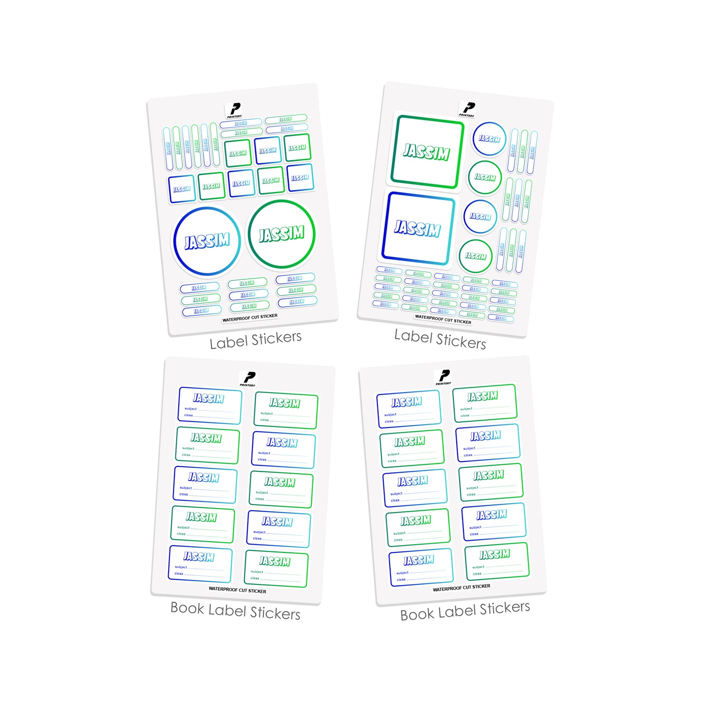 School Label Stickers Pack D166 - Gradient Boys