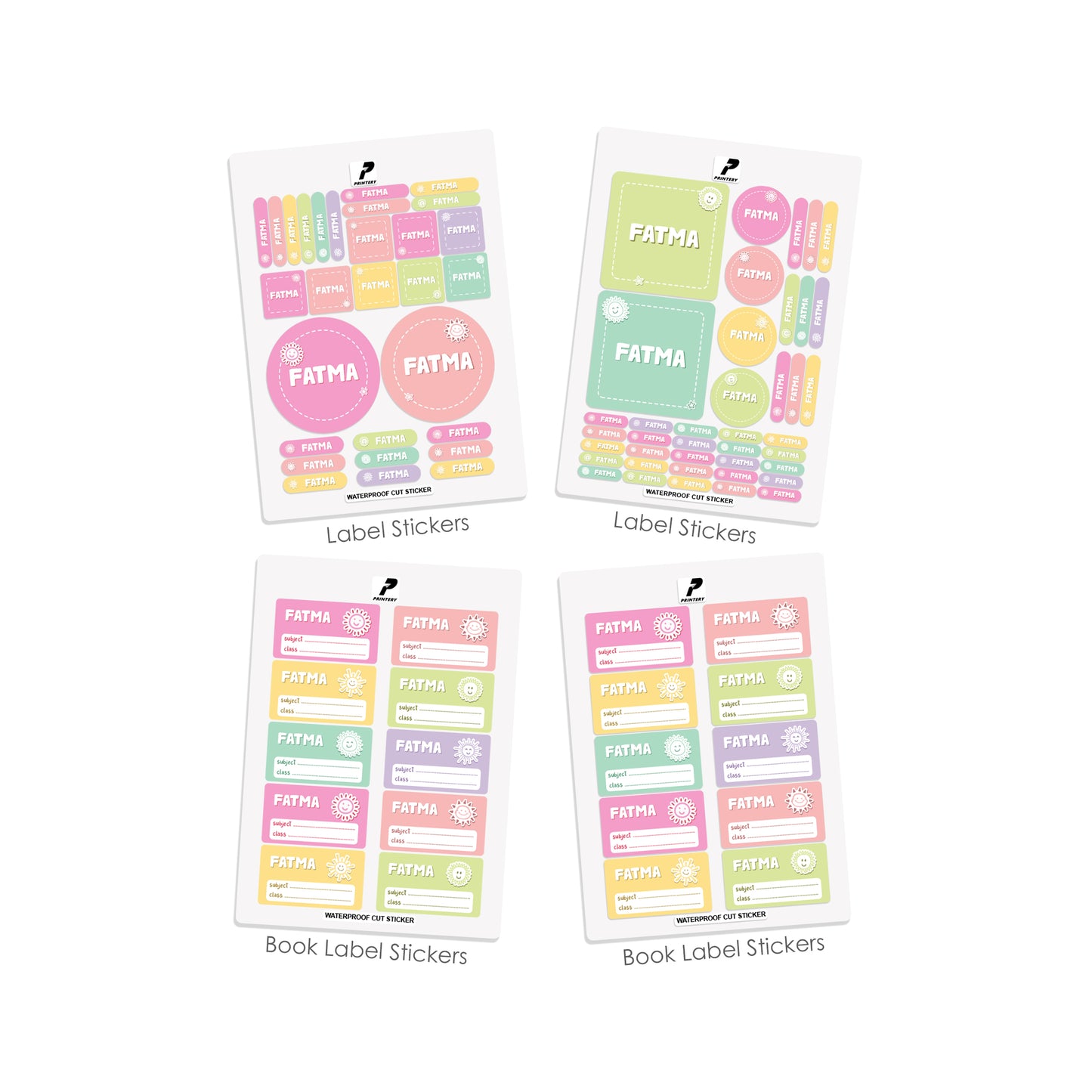 School Label Stickers Pack D149 - Pastel Sun