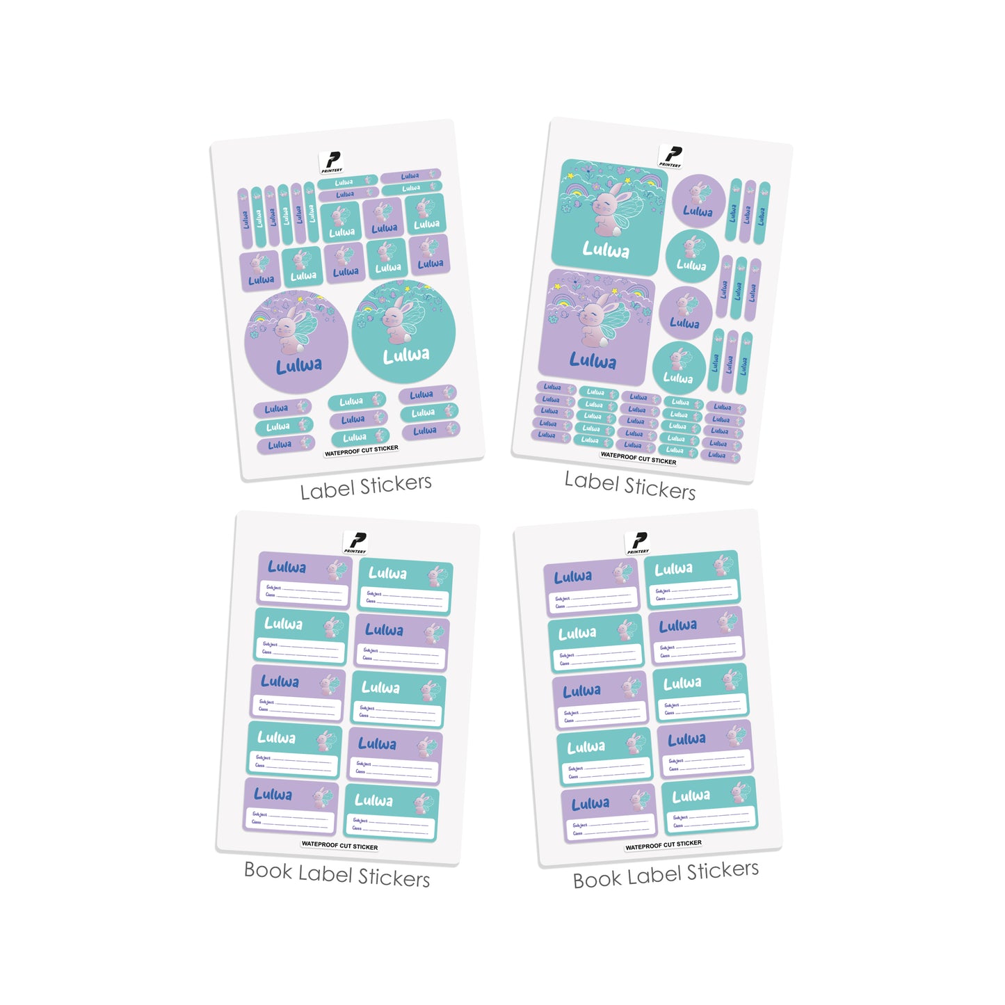 School Label Stickers Pack D116 - Rabbit
