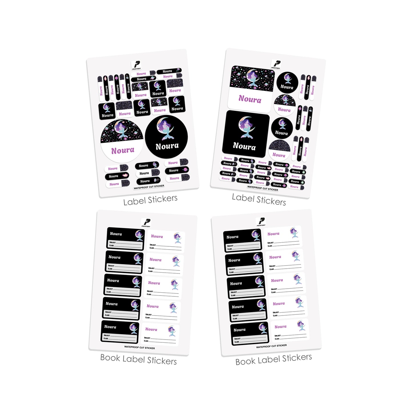 School Label Stickers Pack D160 - Mermaid