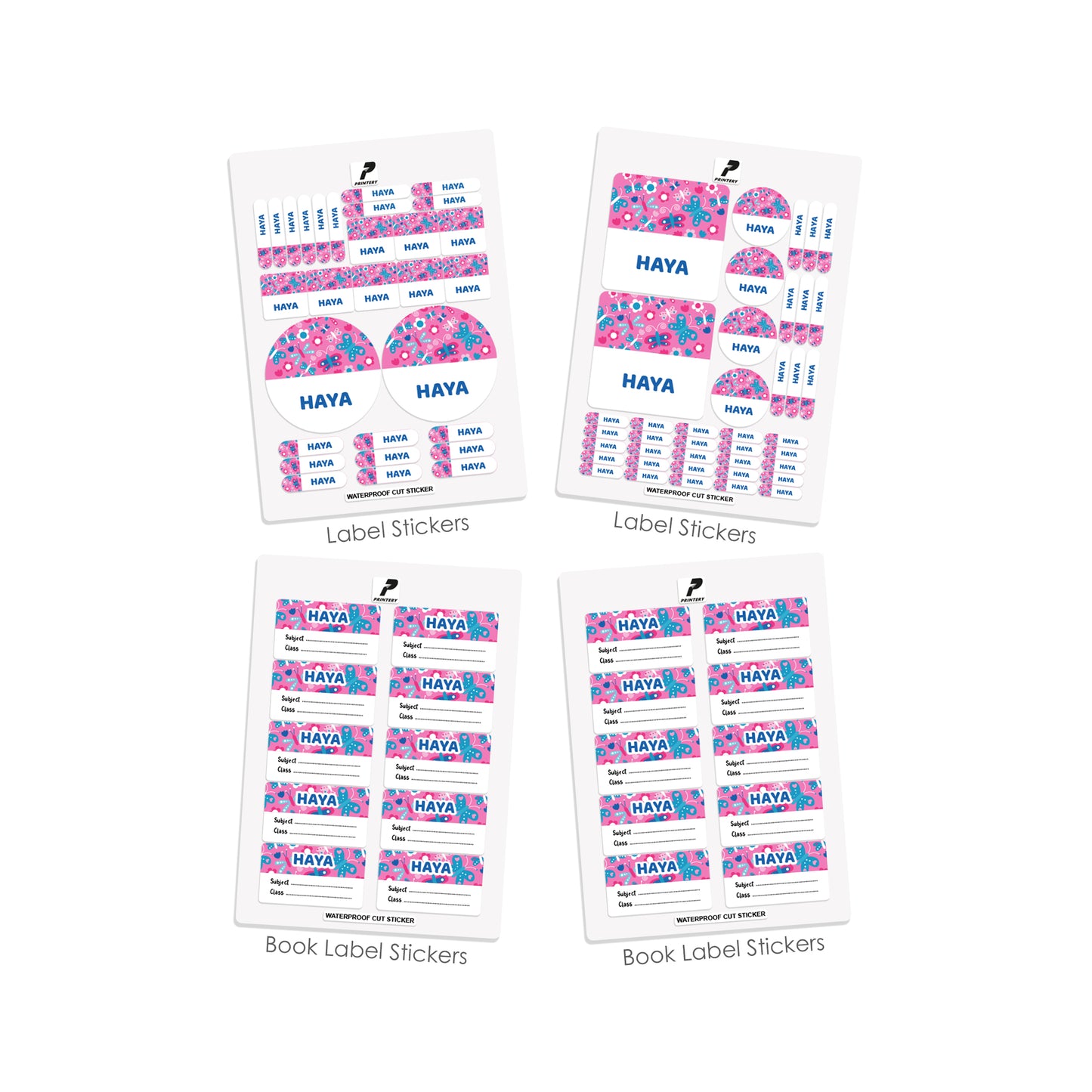 School Label Stickers Pack D120 - Butterfly