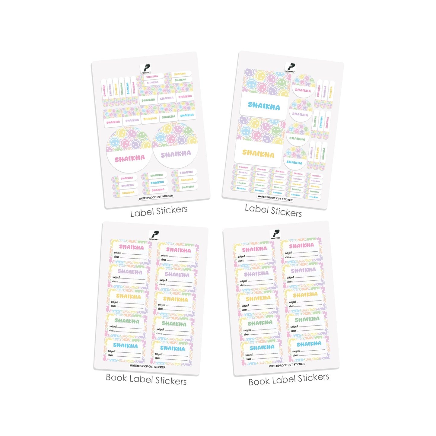 School Label Stickers Pack D153 - Smiley Face