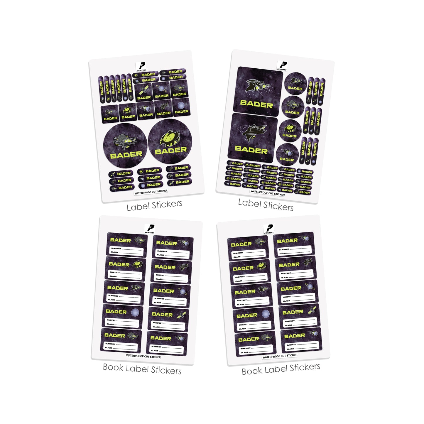 School Label Stickers Pack D141 - Fly high Space