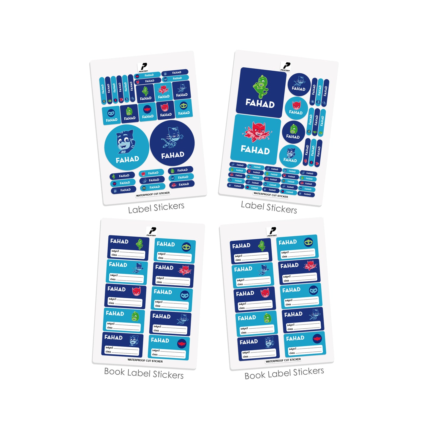 School Label Stickers Pack D152 - PJ Masks