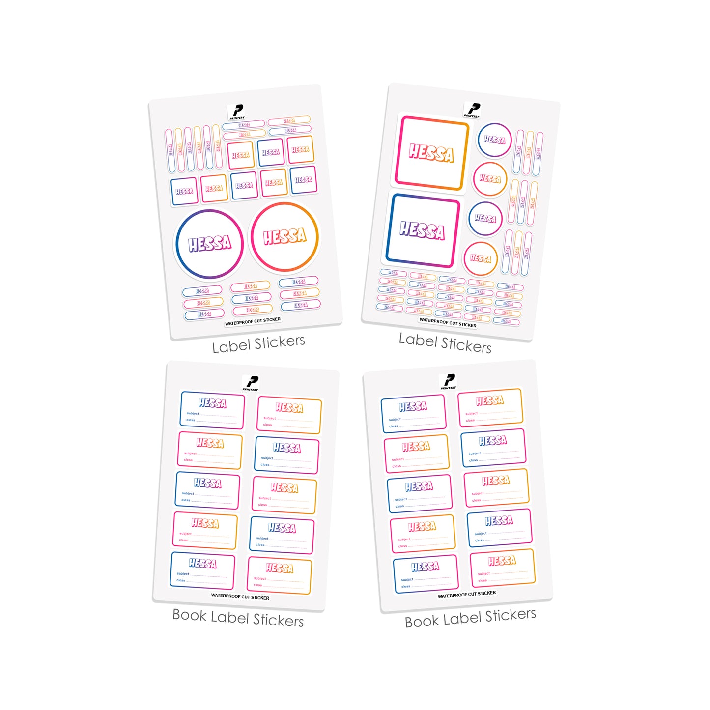 School Label Stickers Pack D167 - Gradient Girls