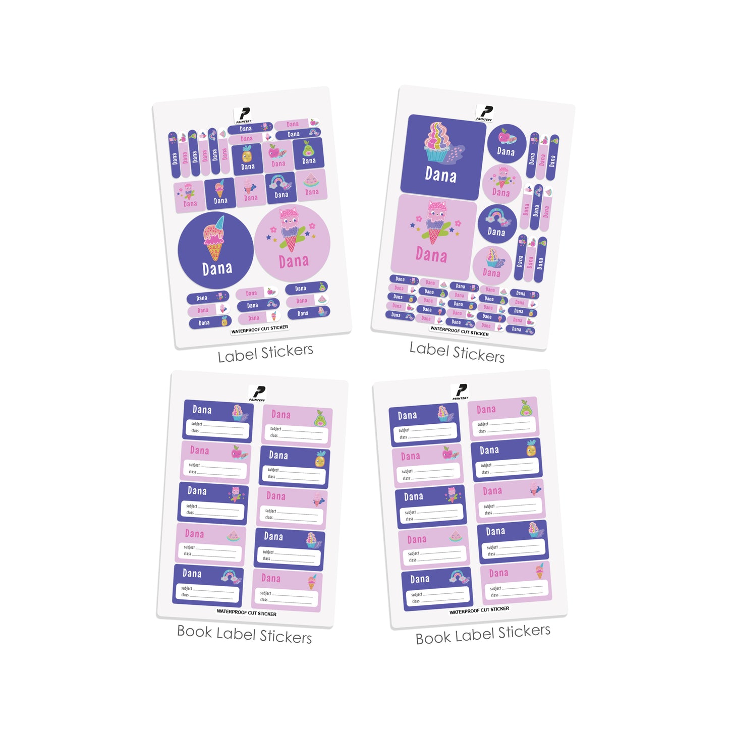 School Label Stickers Pack D158 - Icecream