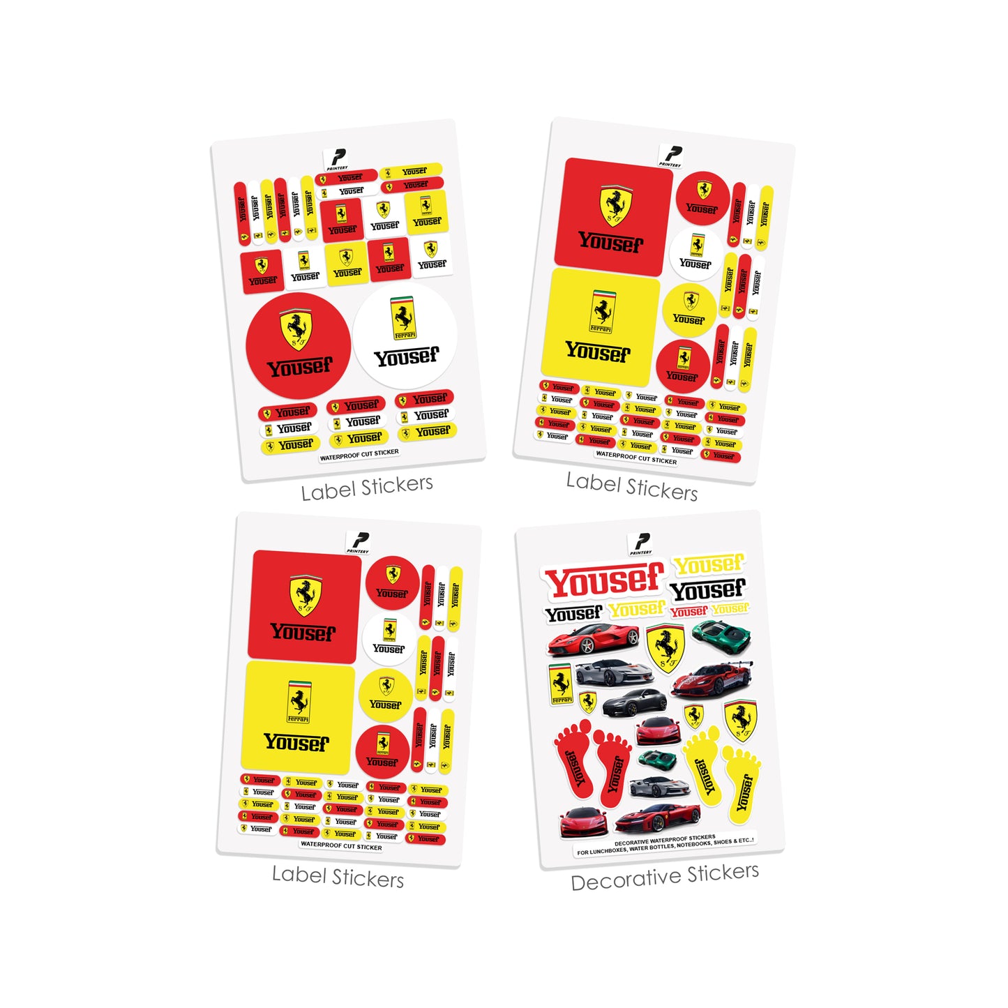 School Label Stickers Pack D169 - Ferrari