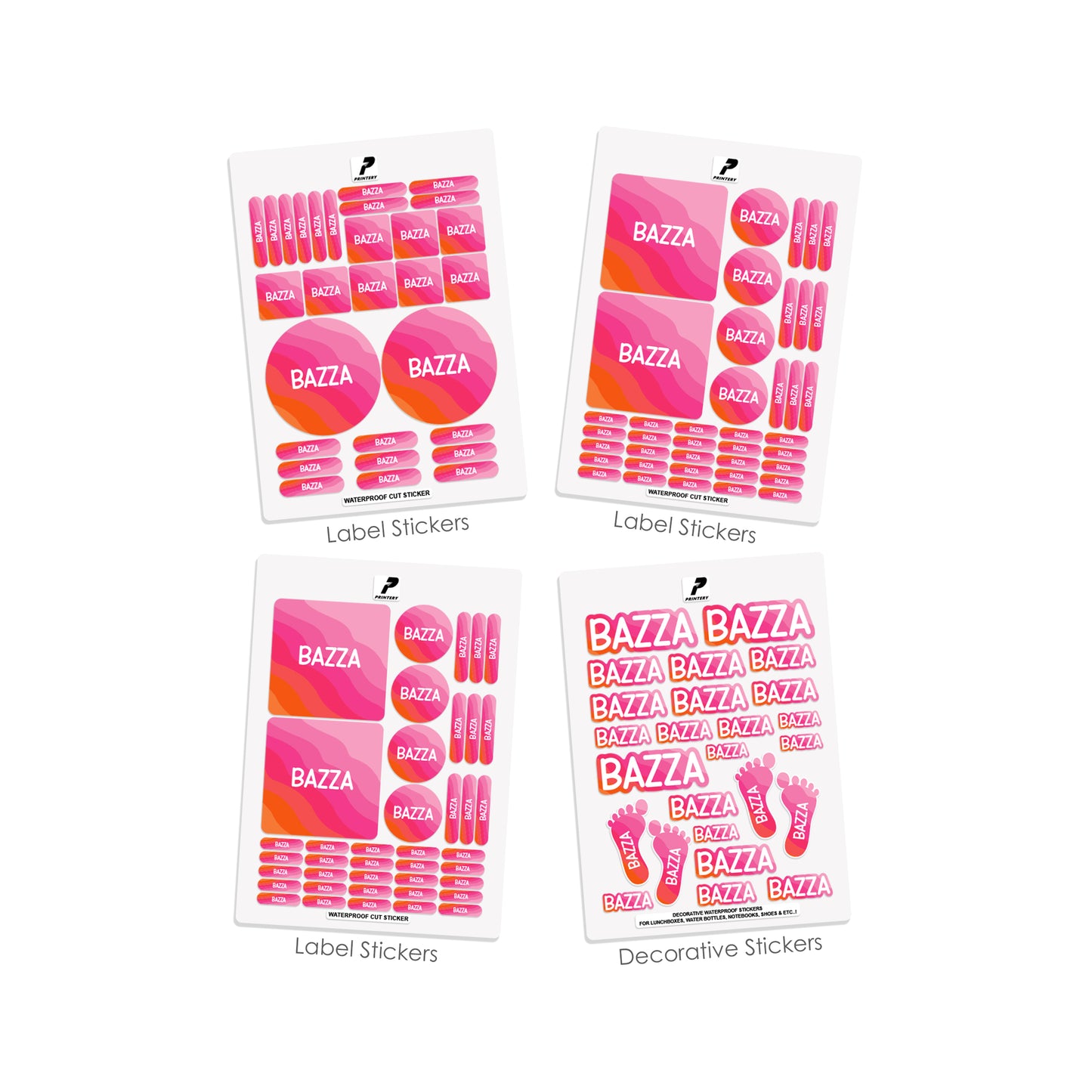 School Label Stickers Pack D165 - Pink Retro Waves