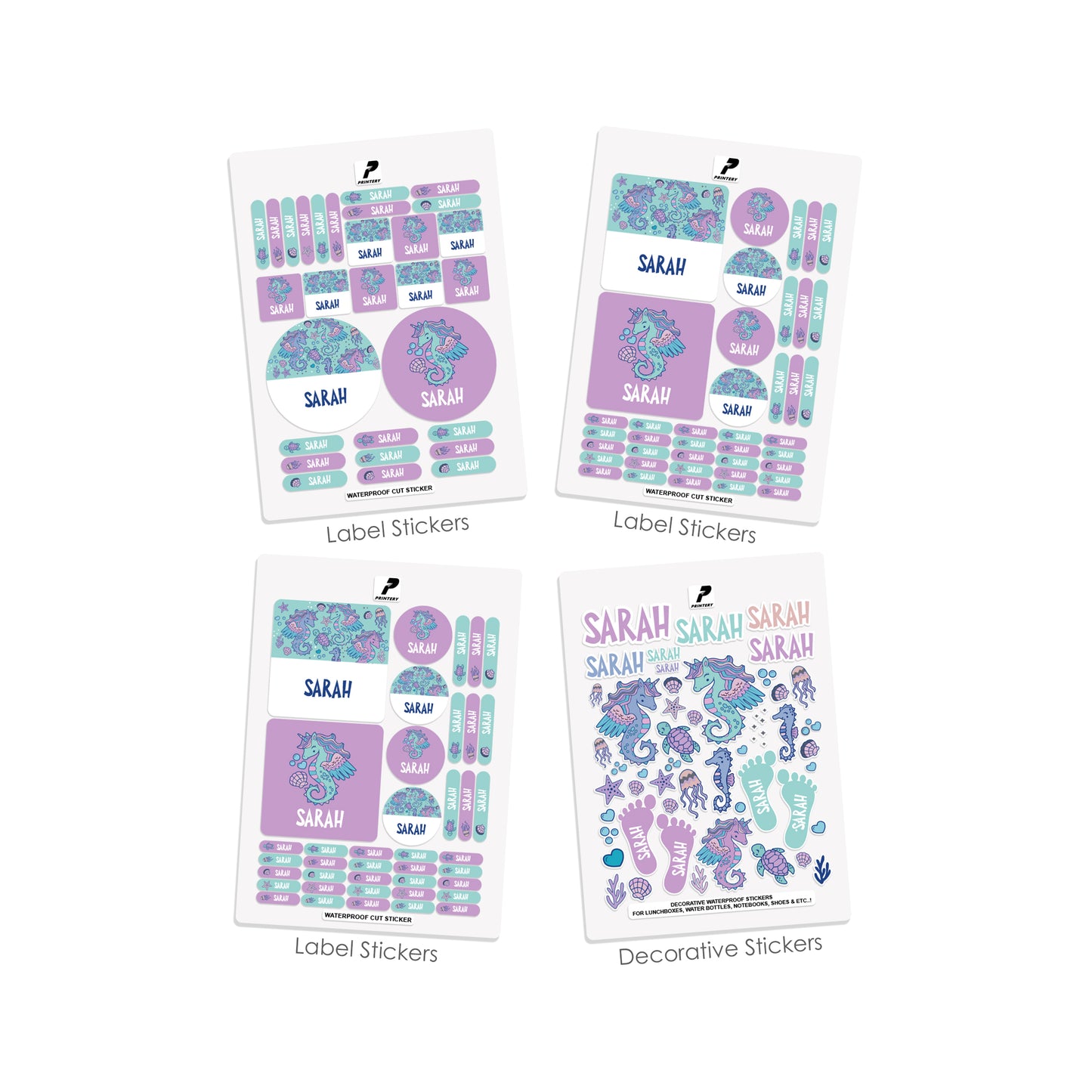 School Label Stickers Pack D122 - Unicorn