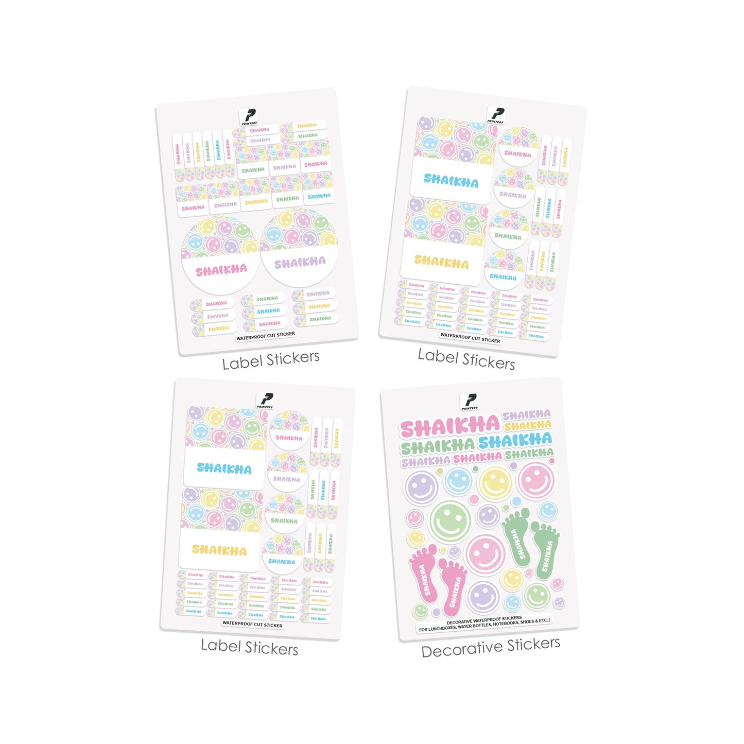 School Label Stickers Pack D153 - Smiley Face