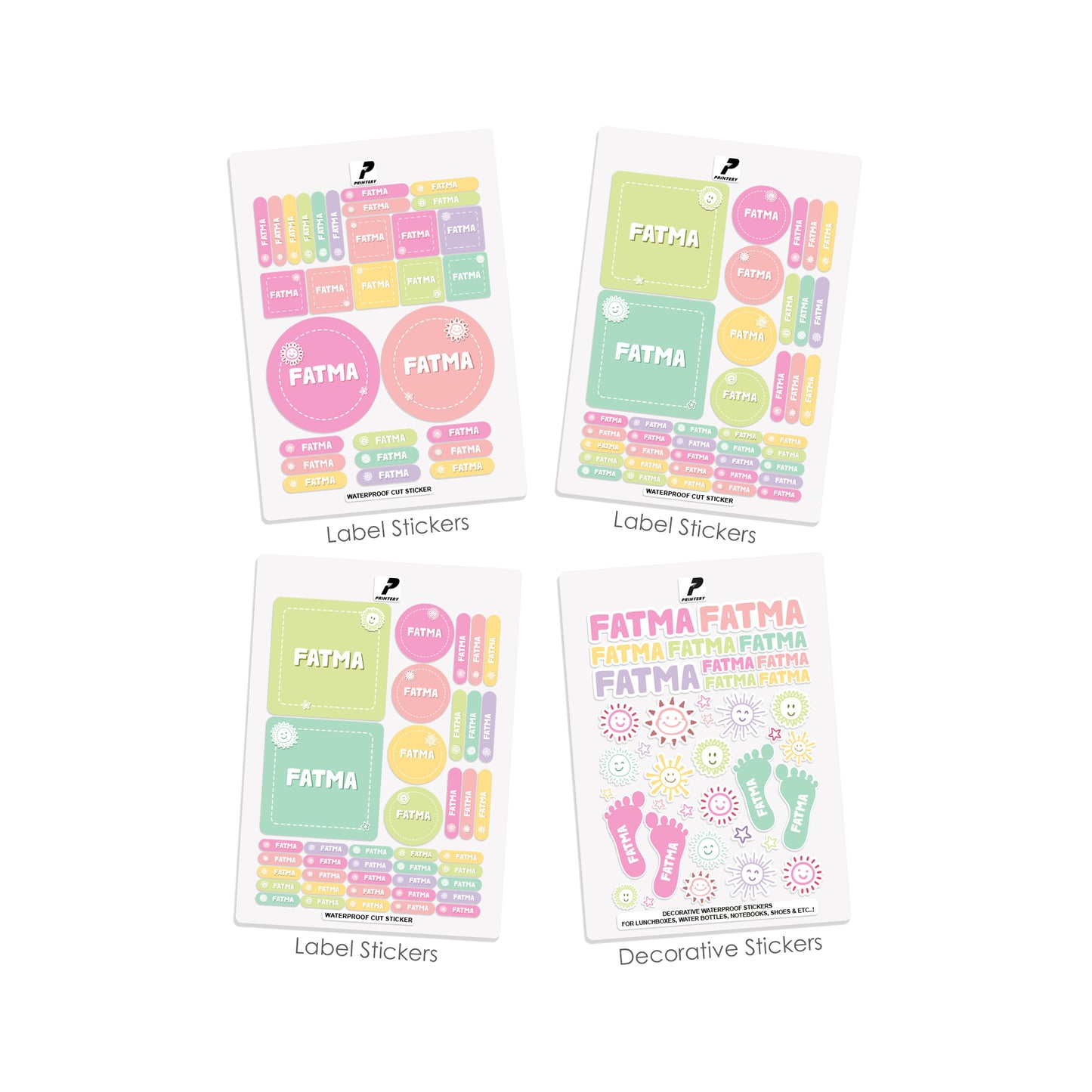 School Label Stickers Pack D149 - Pastel Sun