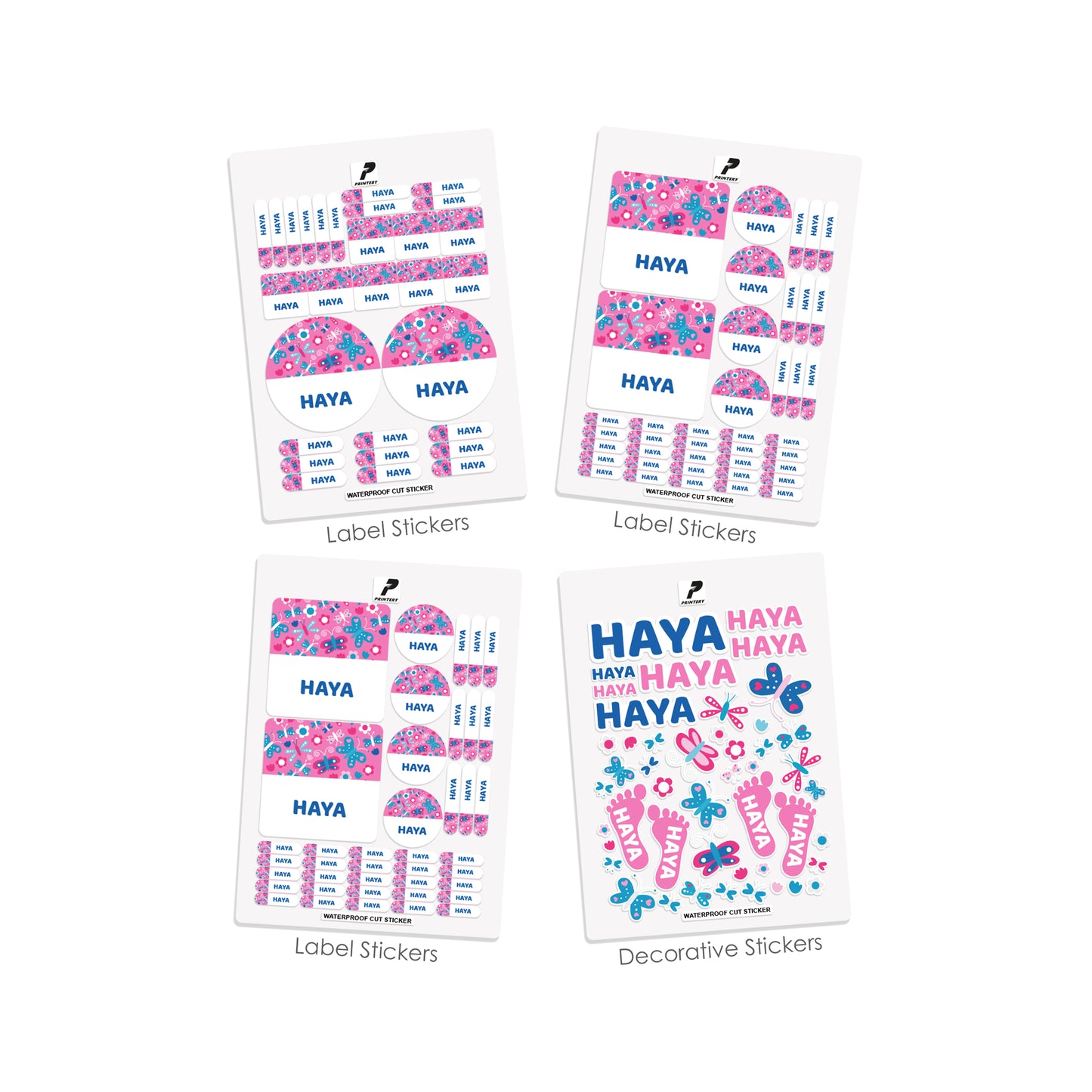 School Label Stickers Pack D120 - Butterfly