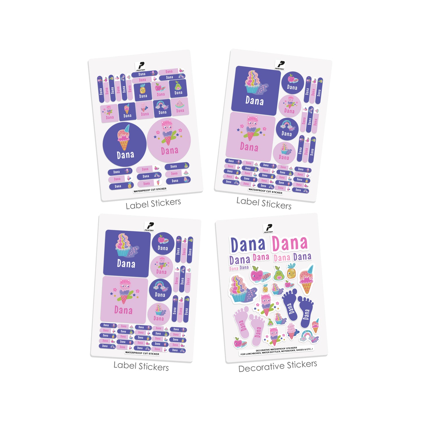 School Label Stickers Pack D158 - Icecream