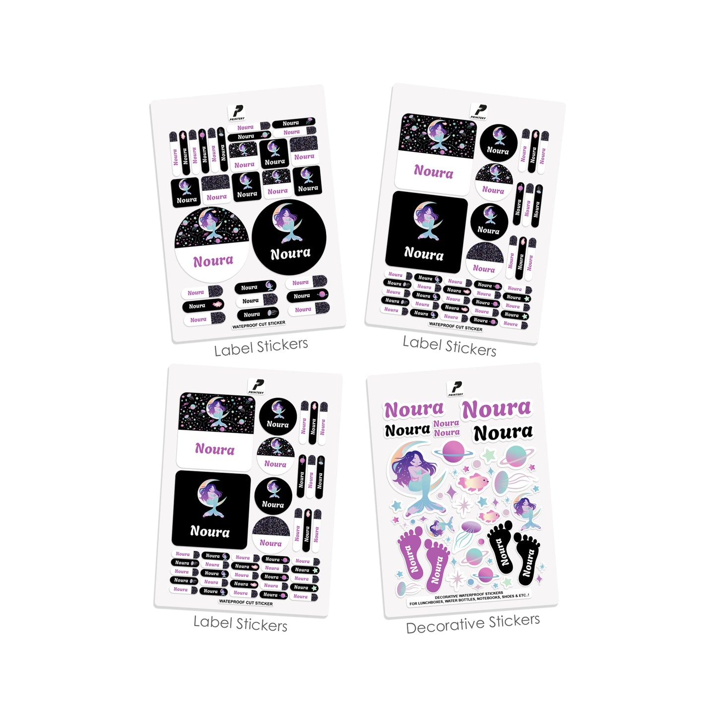 School Label Stickers Pack D160 - Mermaid