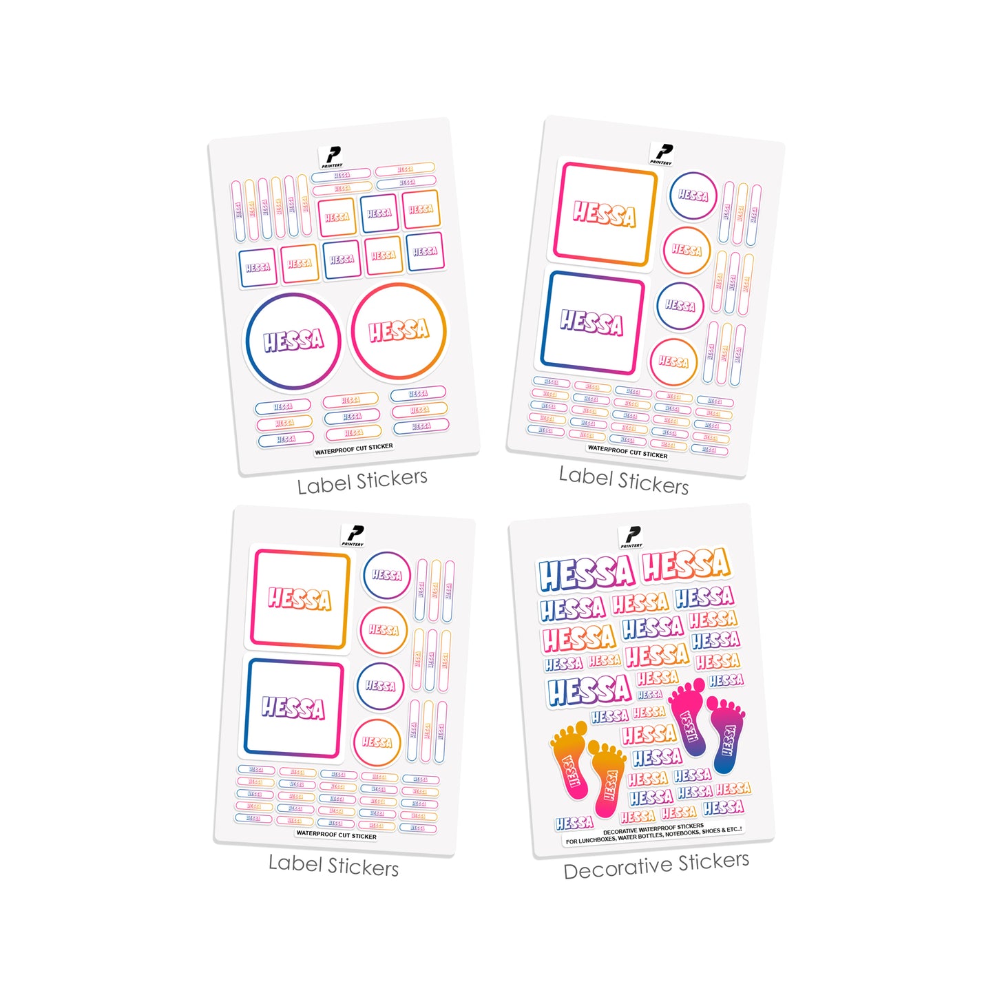 School Label Stickers Pack D167 - Gradient Girls