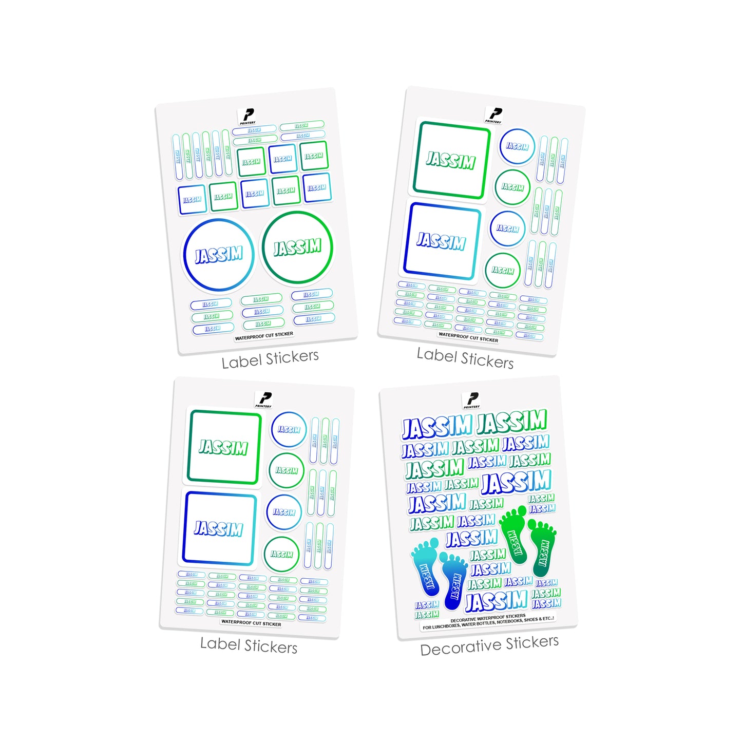 School Label Stickers Pack D166 - Gradient Boys