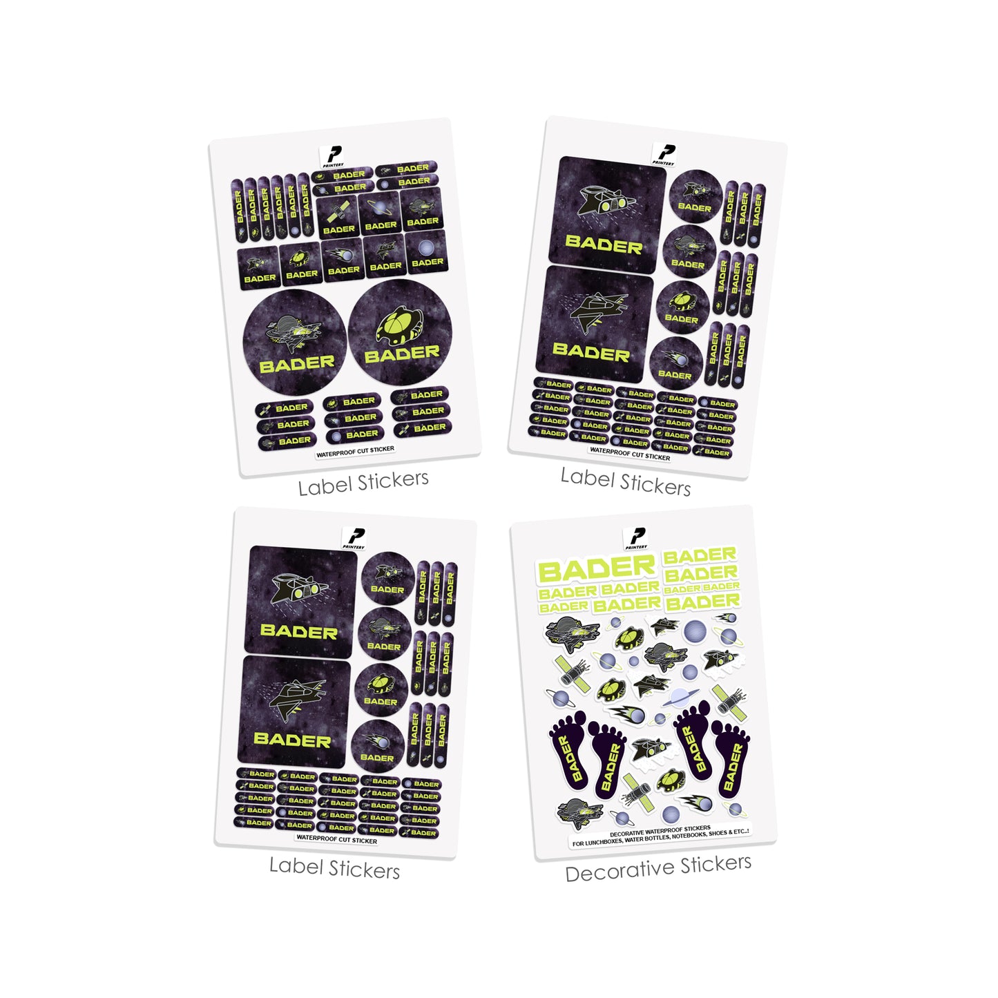School Label Stickers Pack D141 - Fly high Space