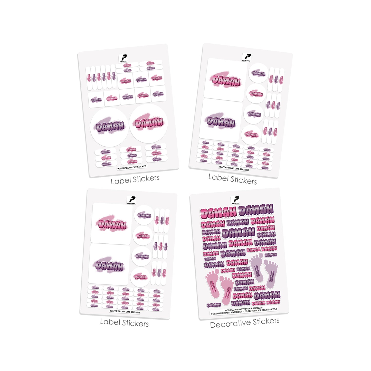 School Label Stickers Pack D142 - Graffiti Girl