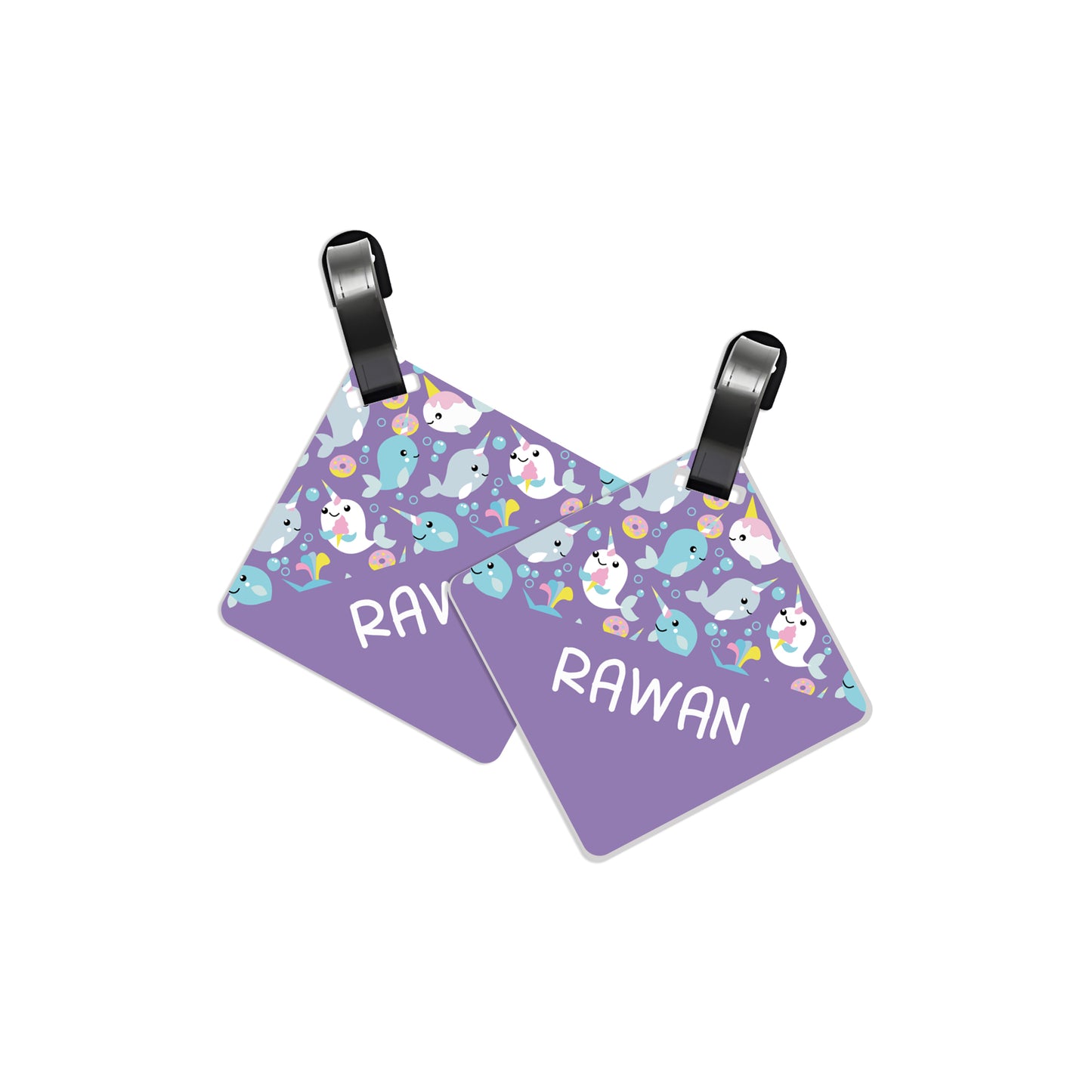 School Tags D161 - Purple Fish