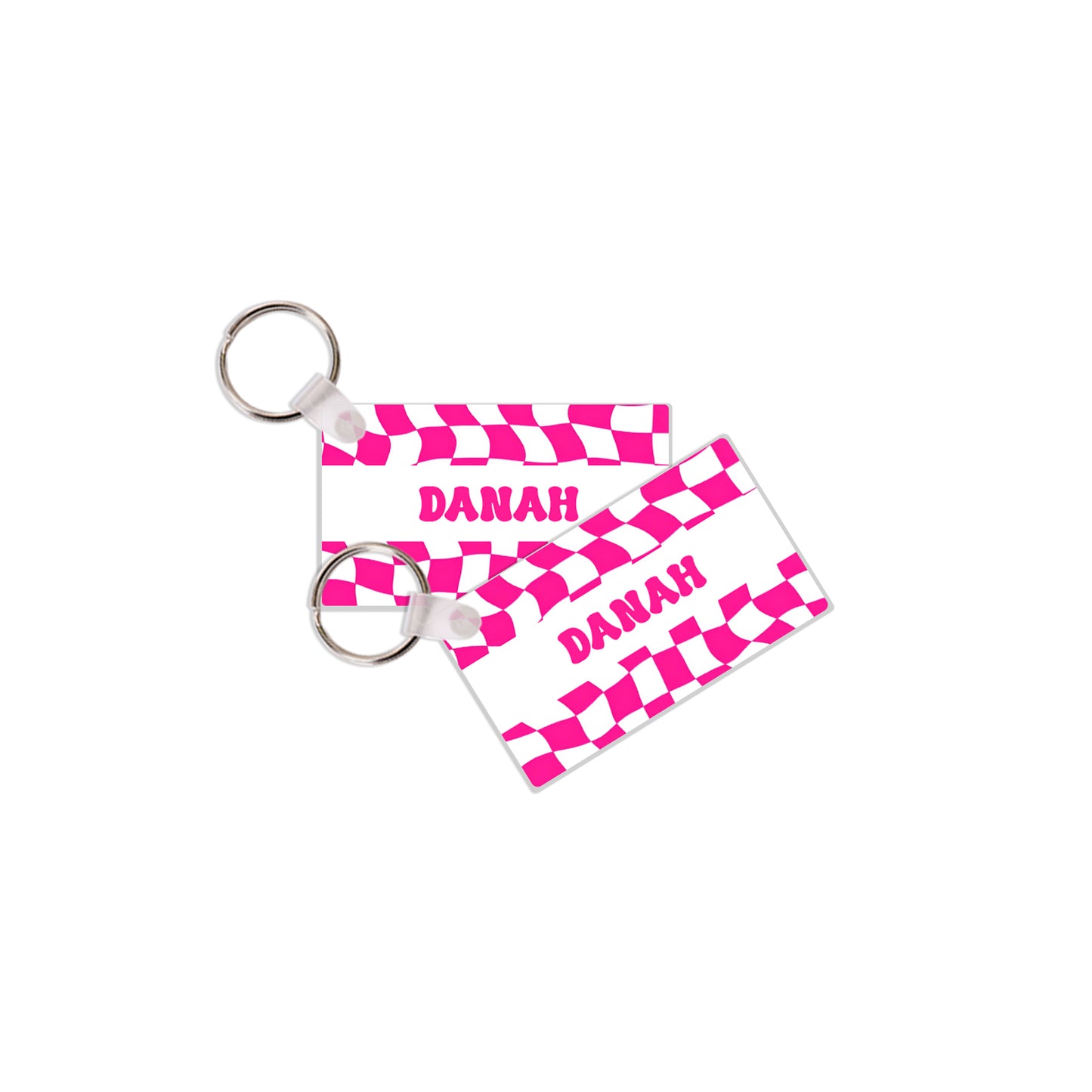 School Tags D146 - Pink Retro Check Pattern