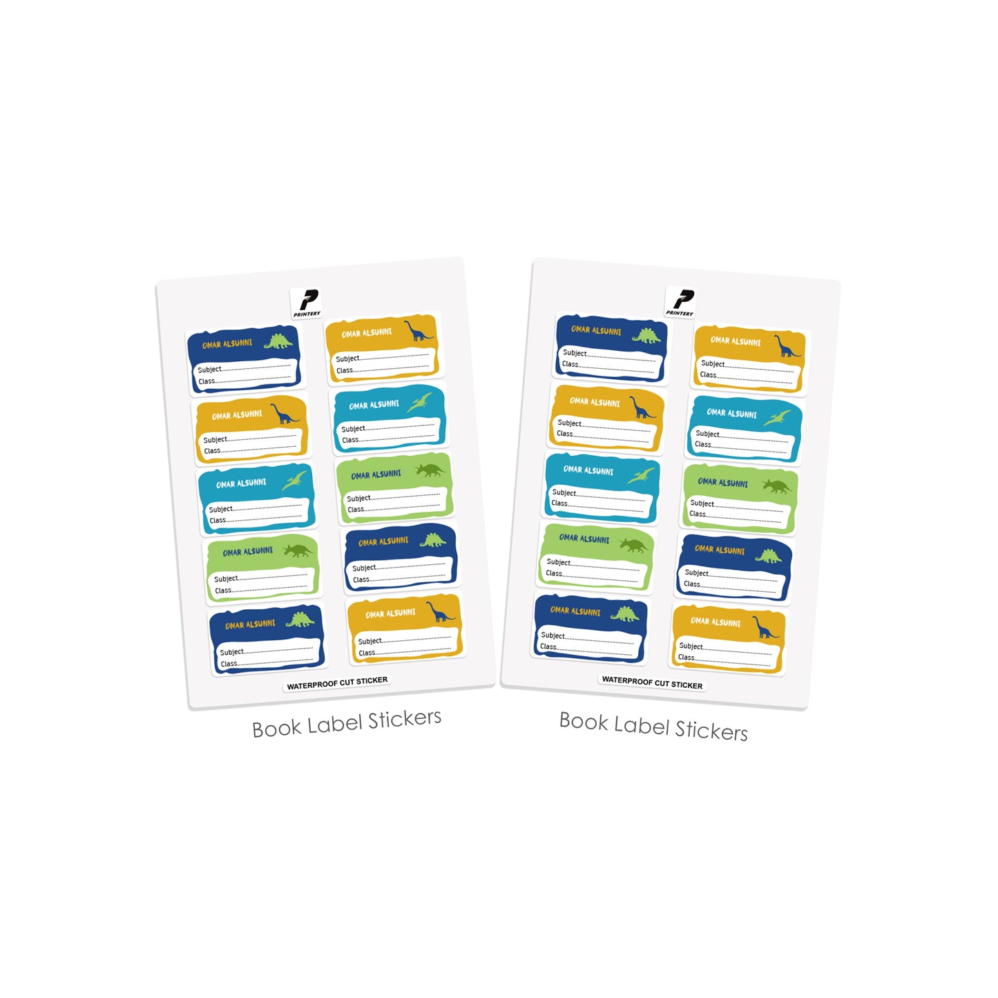 School Label Stickers Pack D002 - Dinosaur
