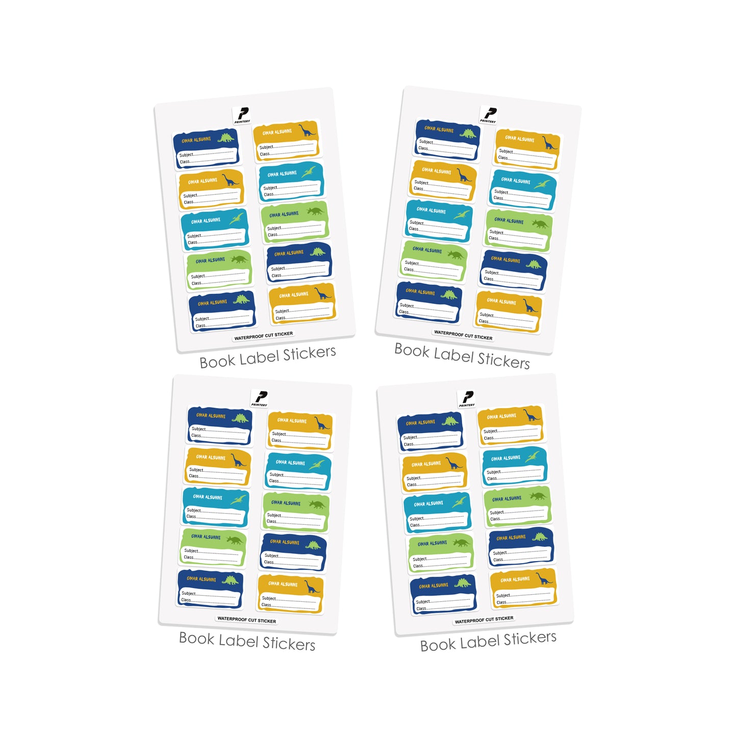 School Label Stickers Pack D002 - Dinosaur