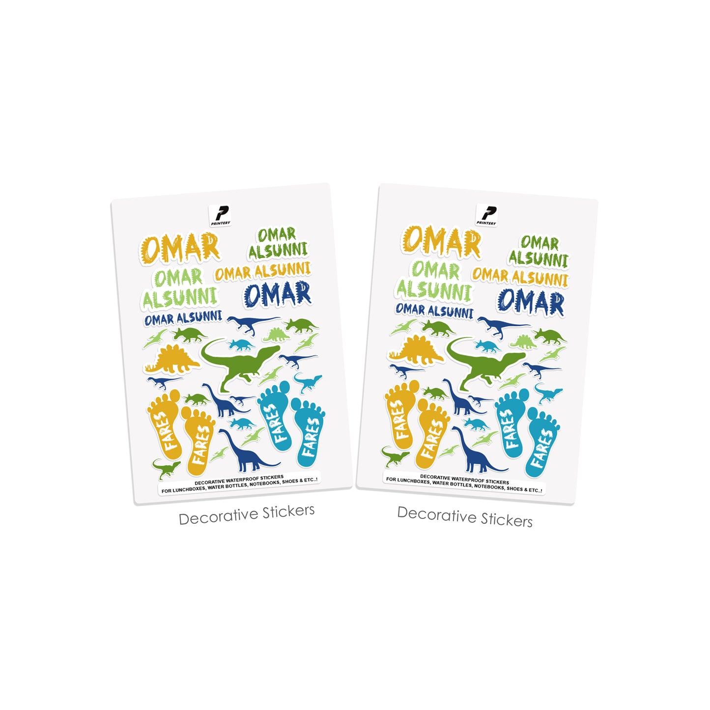 School Label Stickers Pack D002 - Dinosaur