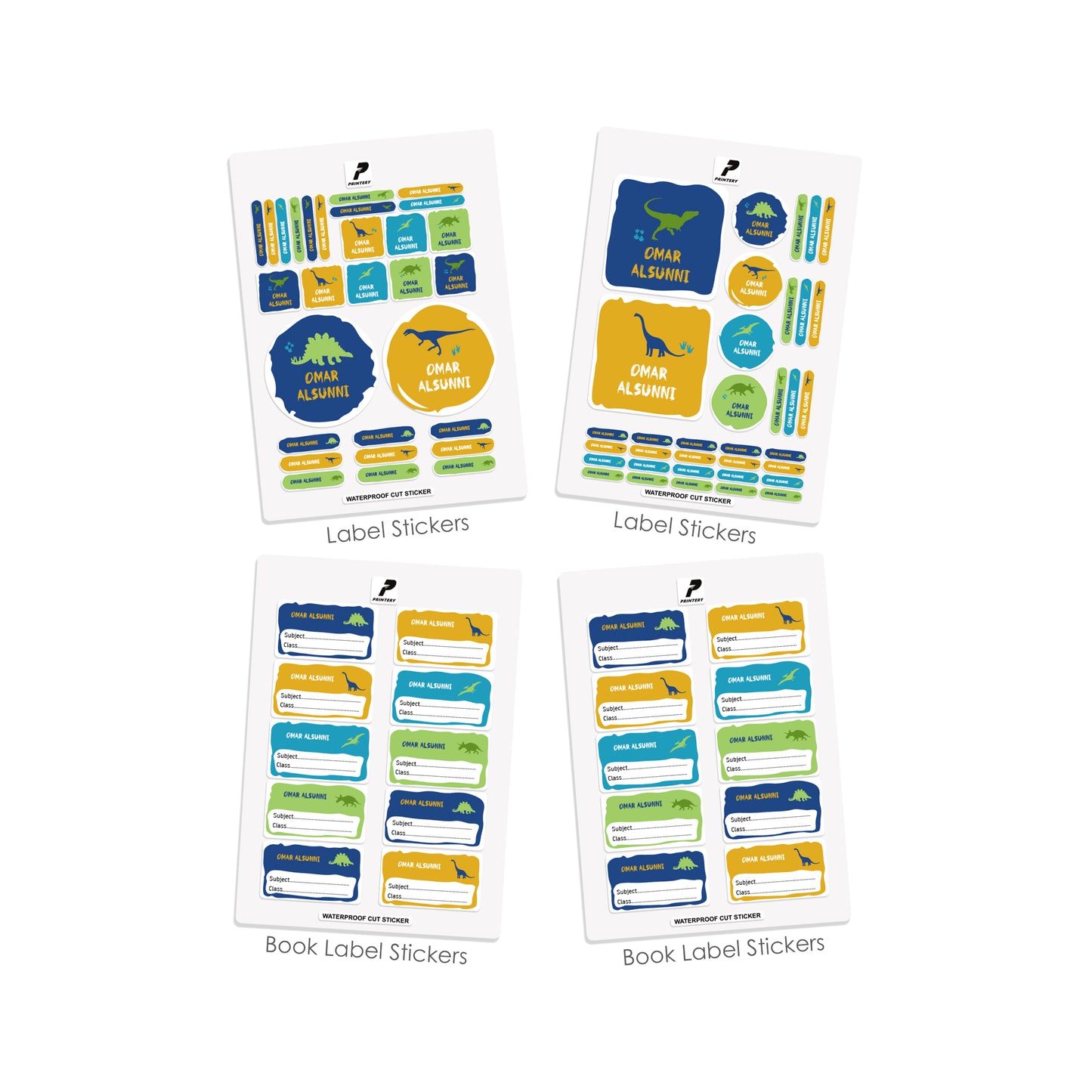 School Label Stickers Pack D002 - Dinosaur