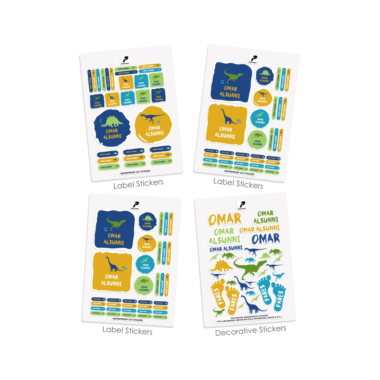 School Label Stickers Pack D002 - Dinosaur