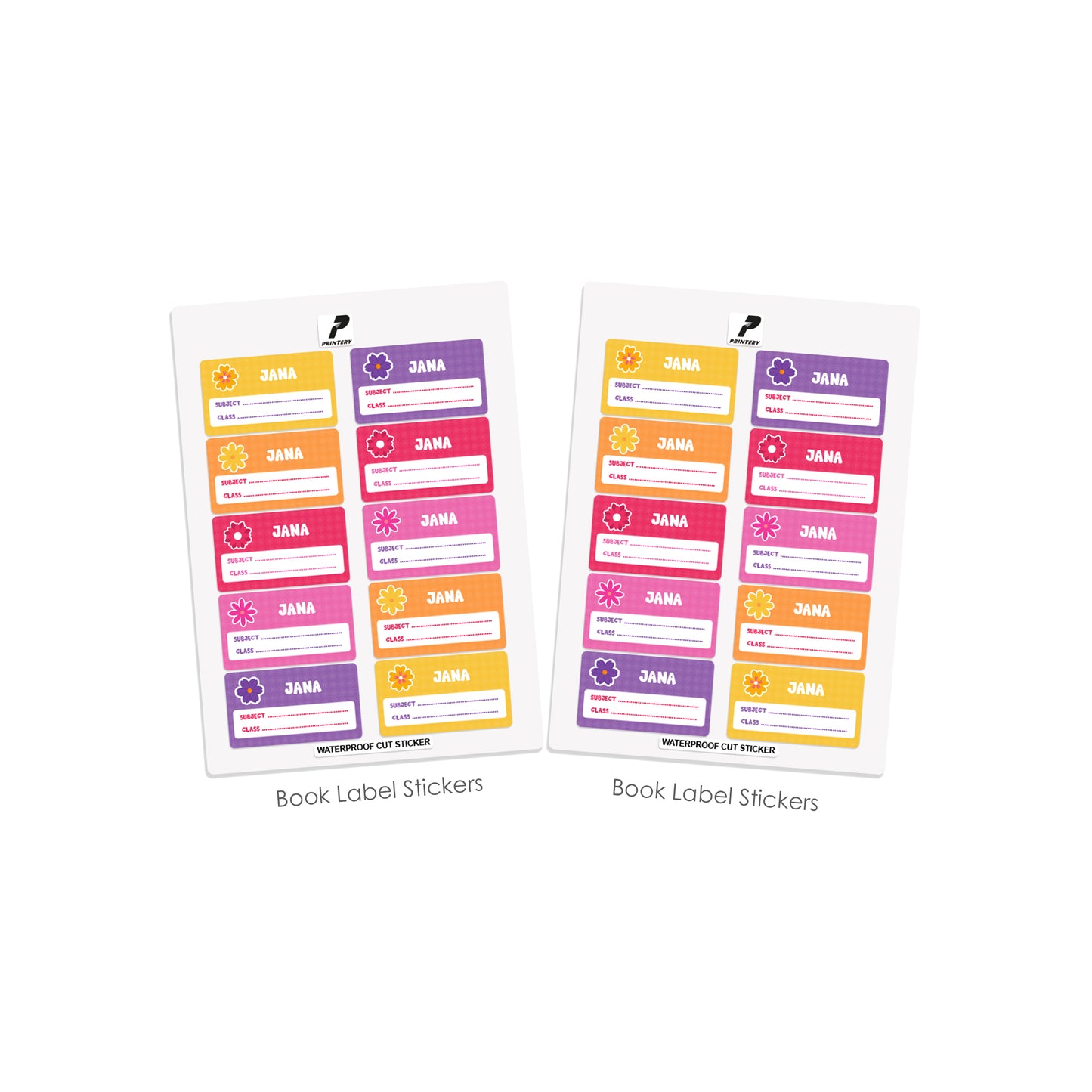 School Label Stickers Pack D007 - Flower