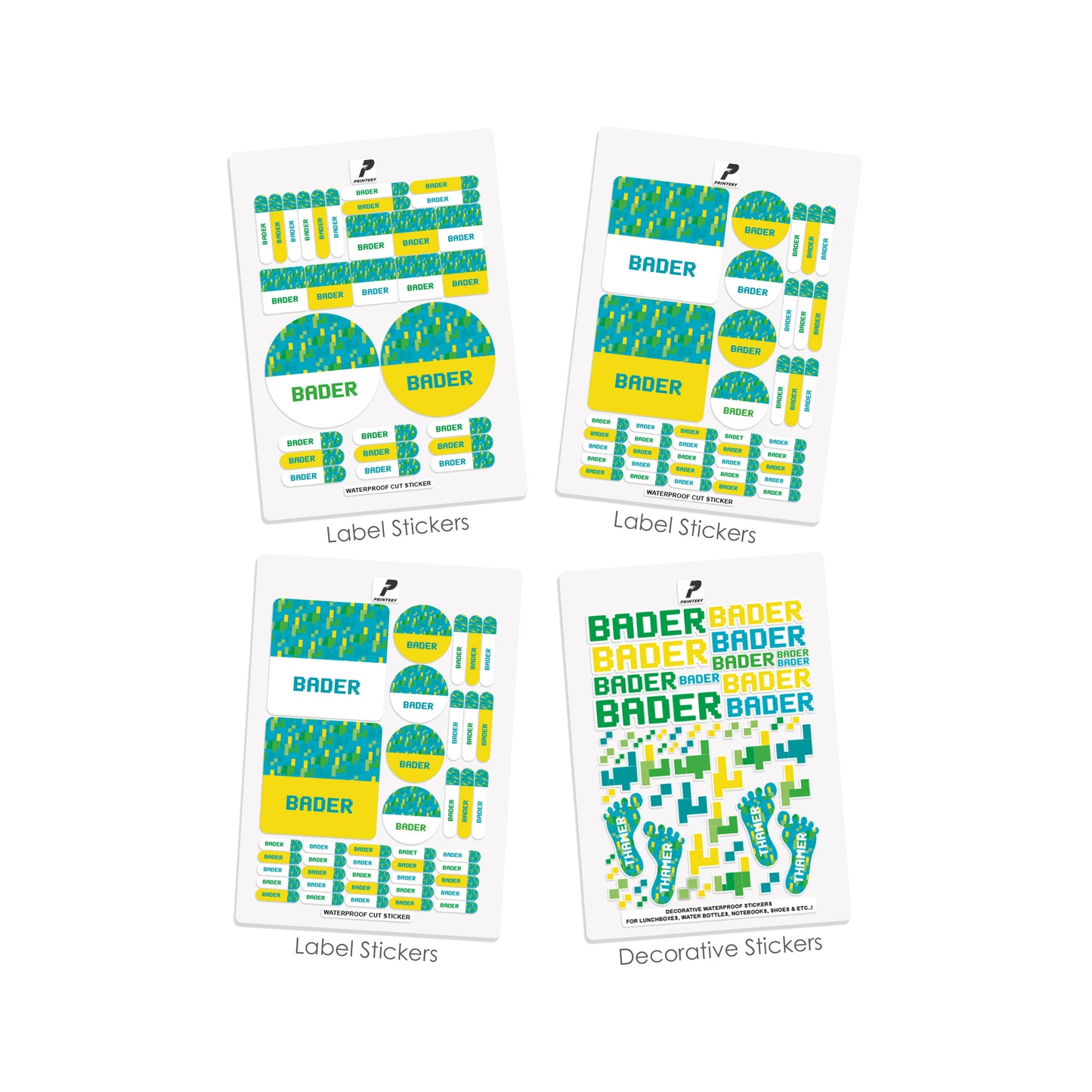 School Label Stickers Pack D017 - Minecraft