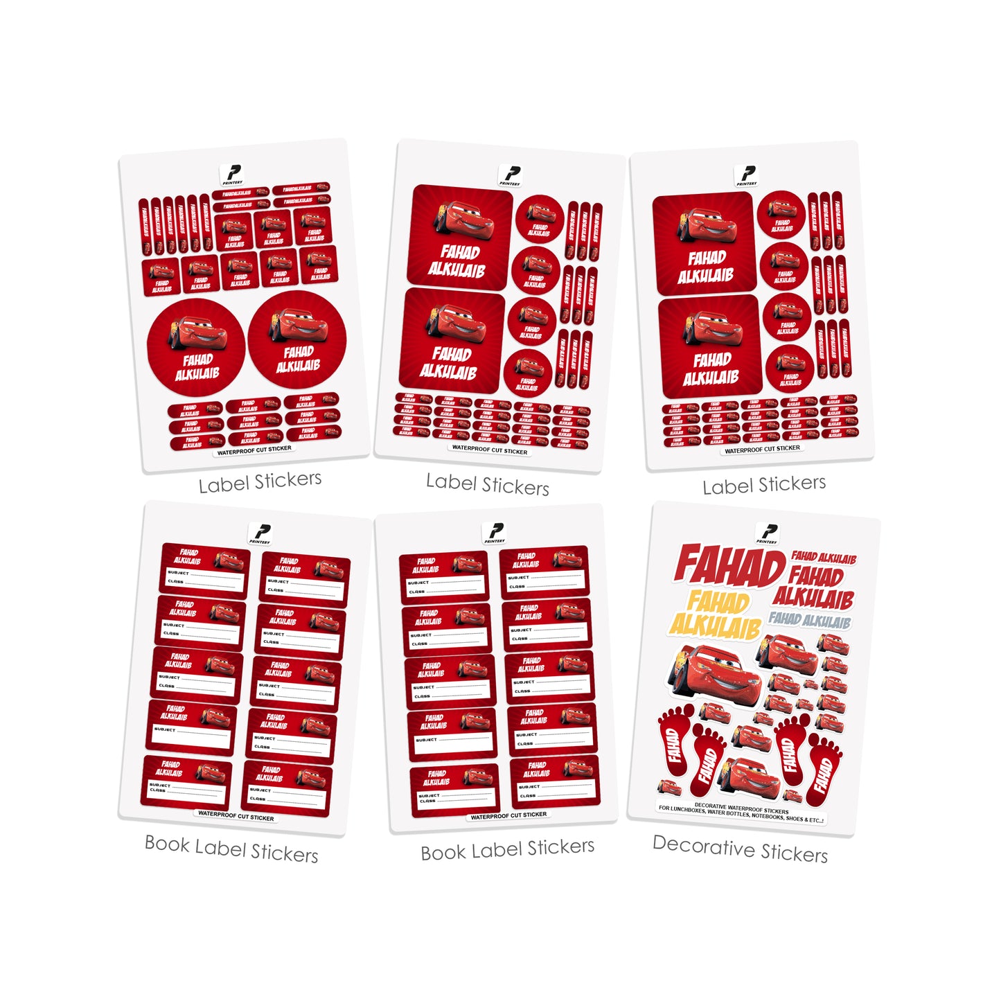 School Label Stickers Pack D020 - Car