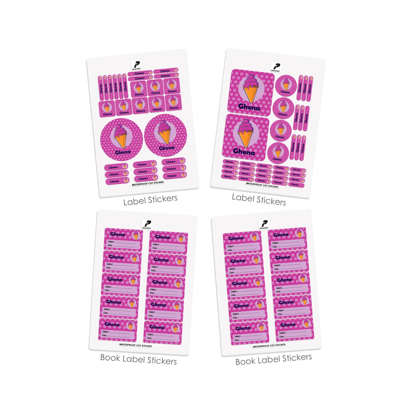 School Label Stickers Pack D027 - Ica Cream