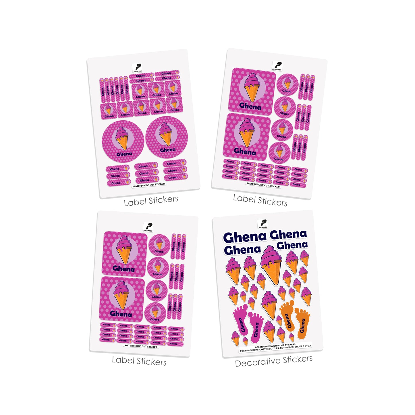 School Label Stickers Pack D027 - Ica Cream